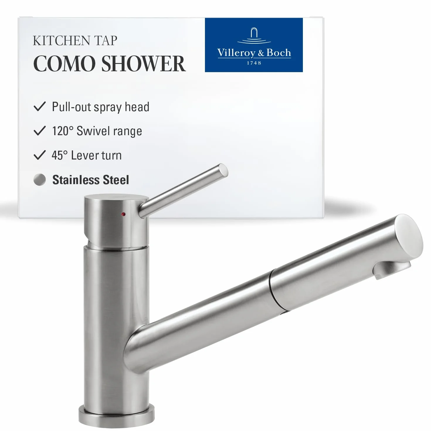 Villeroy & Boch Como Shower jednouchwytowa bateria zlewozmywakowa stal szlachetna masywna 925200LC