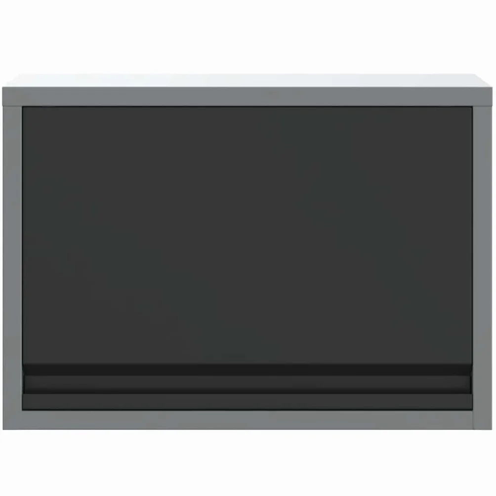 Szafa narzędziowa czarna i szara 50 x 25 x 35 cm z materiału drewnopochodnego i stali, szafka warsztatowa z szufladą, regał, półka i drzwi do garażu, piwnicy, warsztatu