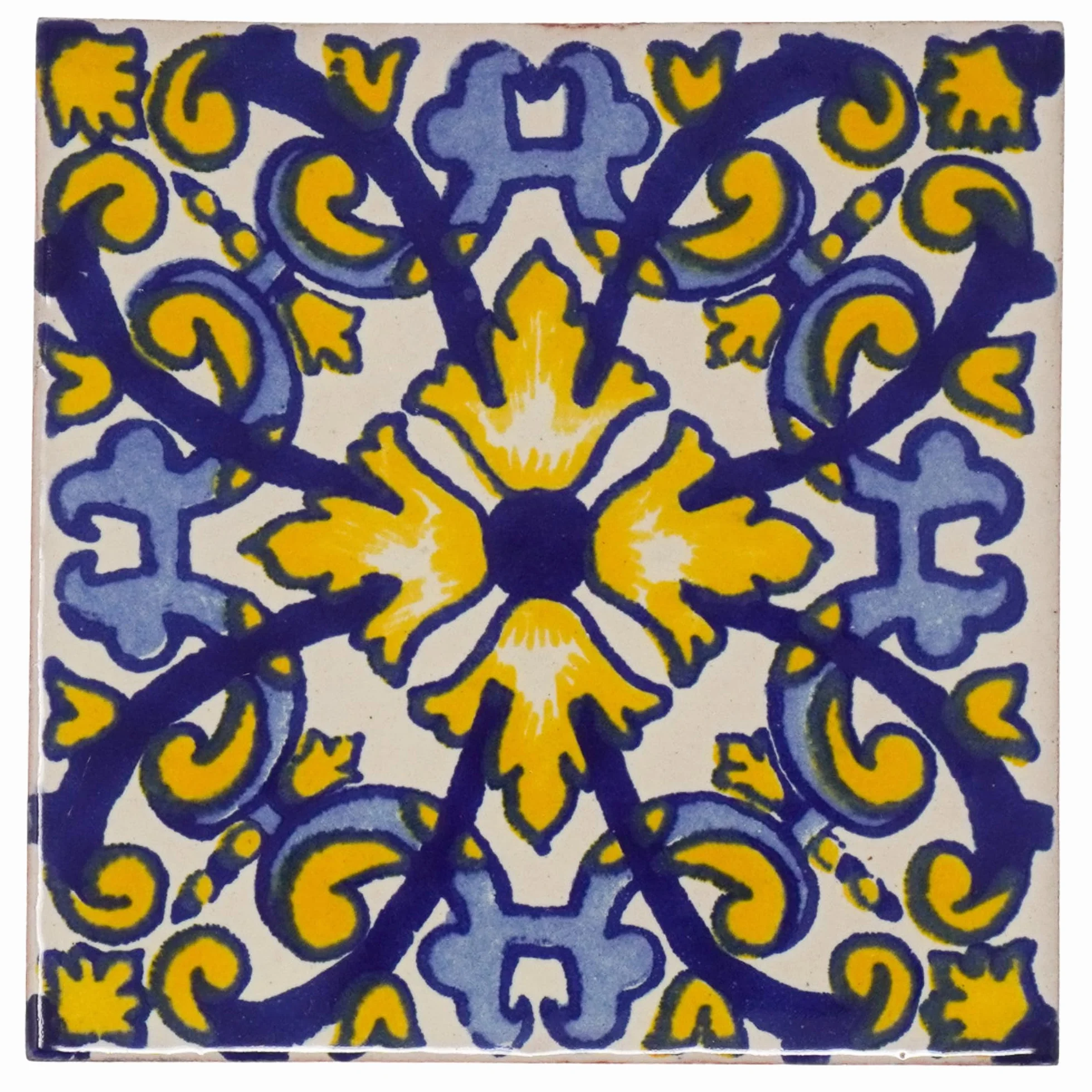 Ceramiczna meksykańska płytka - 10,5 cm - ręcznie wykonana i etycznie wymieniona przez Tumia LAC, 10.5 x 10.5 cm