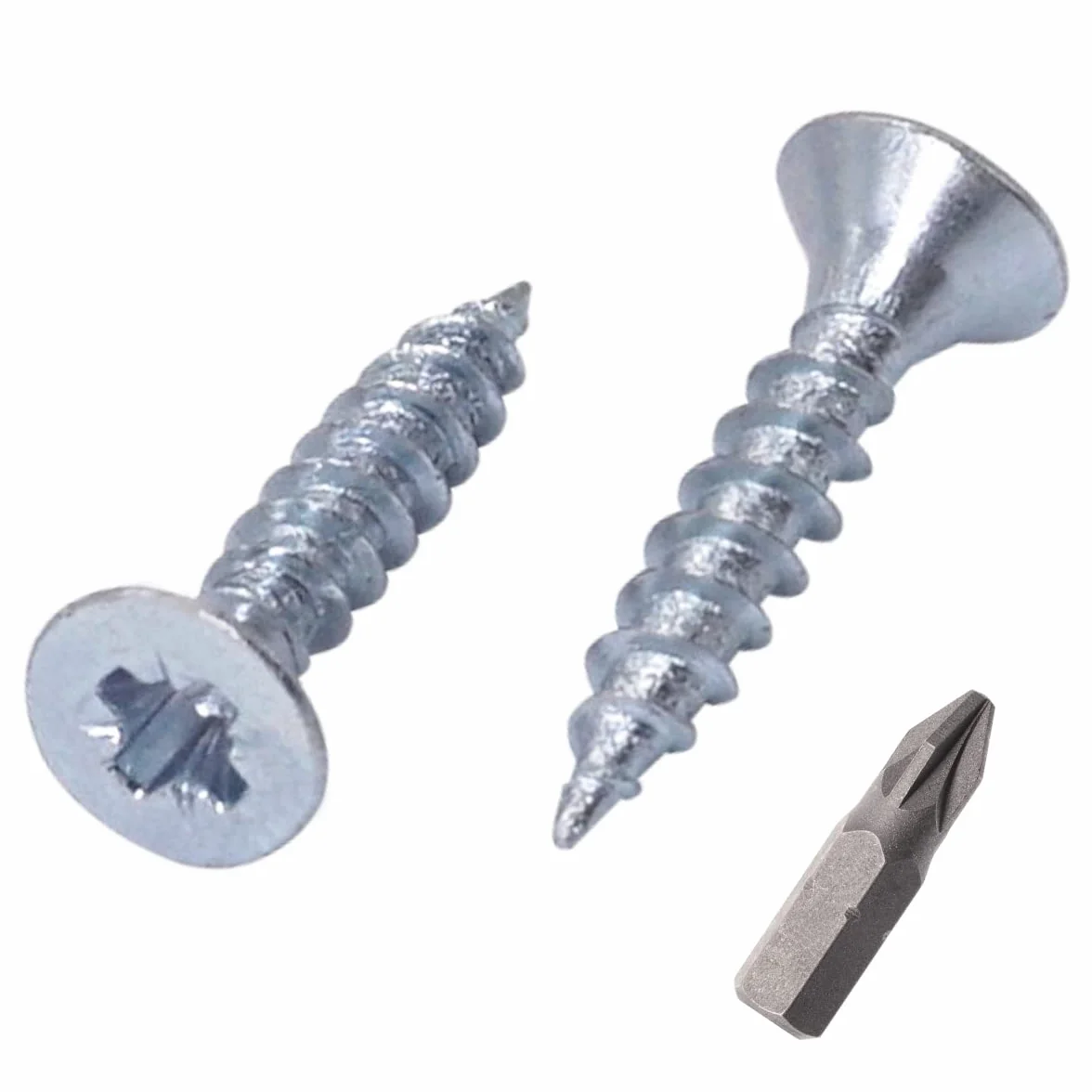 SKIR'CO (opakowanie 100 szt.) stal ocynkowana 3,0 x 10 mm srebrne śruby do drewna, Pozidriv z łbem stożkowym, śruby do płyt wiórowych, PZ w pełni gwintowane (100, 3,0 x 10 mm)