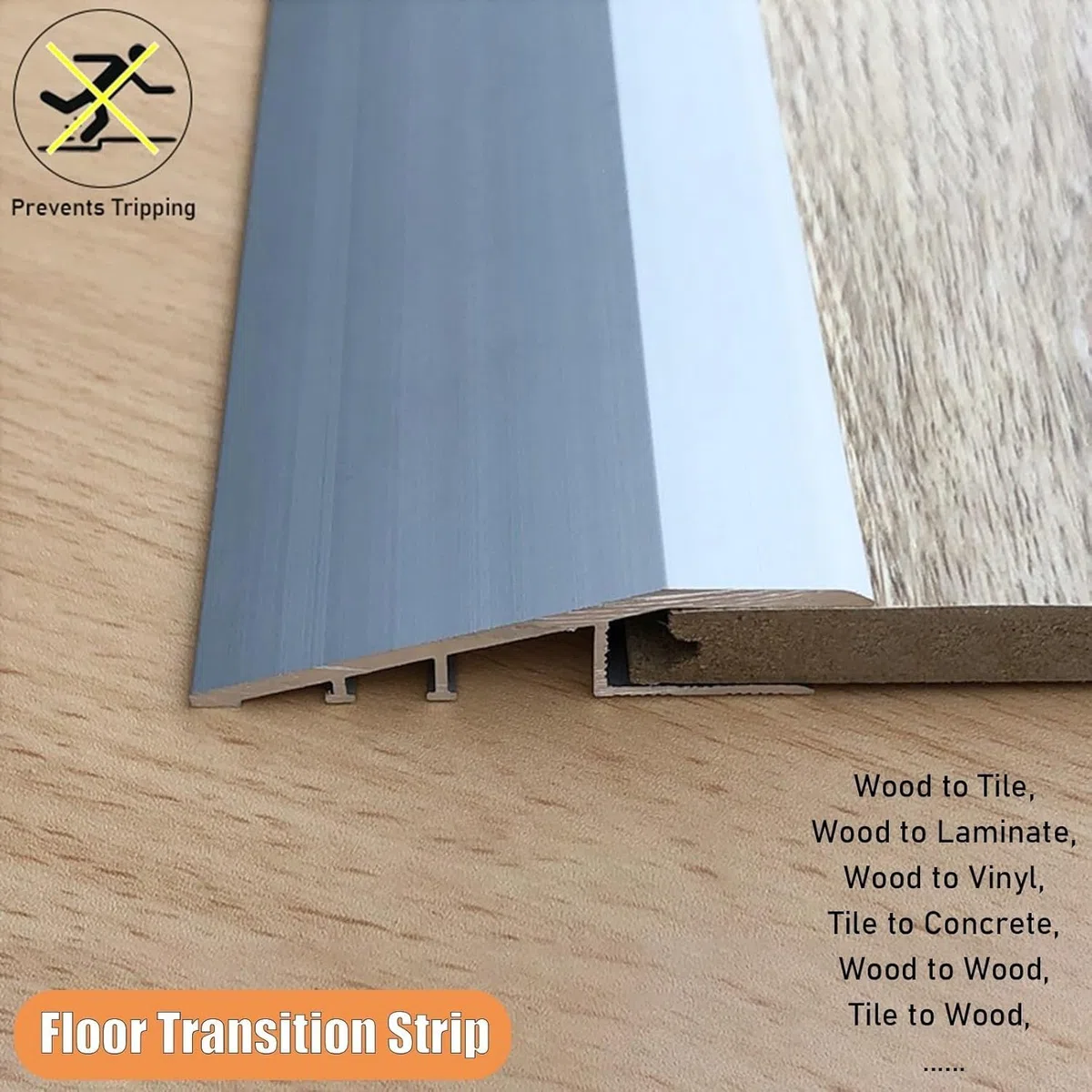 Aluminiowa listwa przypodłogowa 1,19 cm wysoki próg szwu pokrywa do przycinania dywan obrzeża pasek niestandardowy rozmiar (srebrny 200 cm/78,7"/2 m) do rozwiązań podłogowych