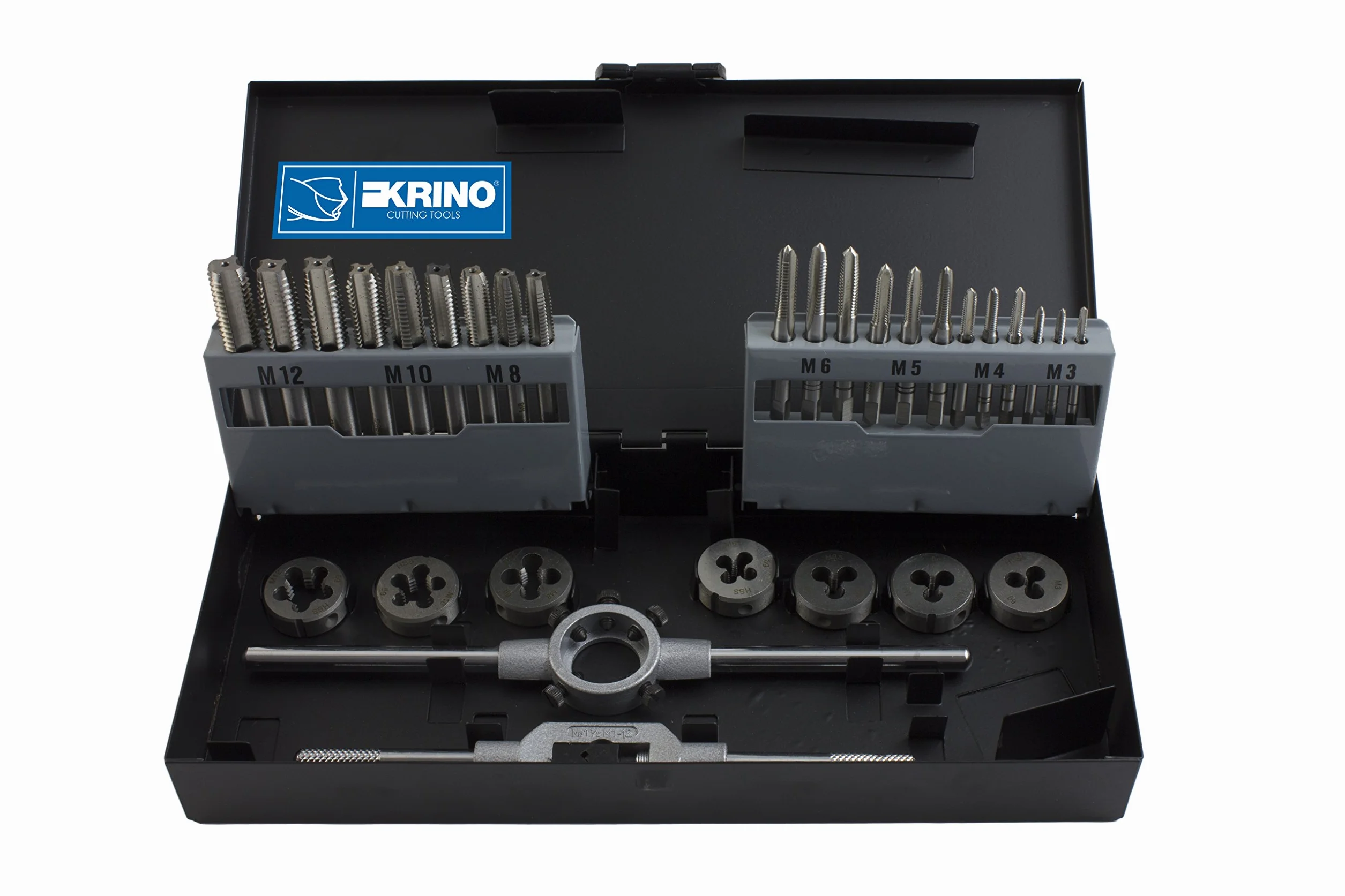 Krino 17020501 gwintownik i narzynka HSS M 3 12, zestaw 30 sztuk, stal