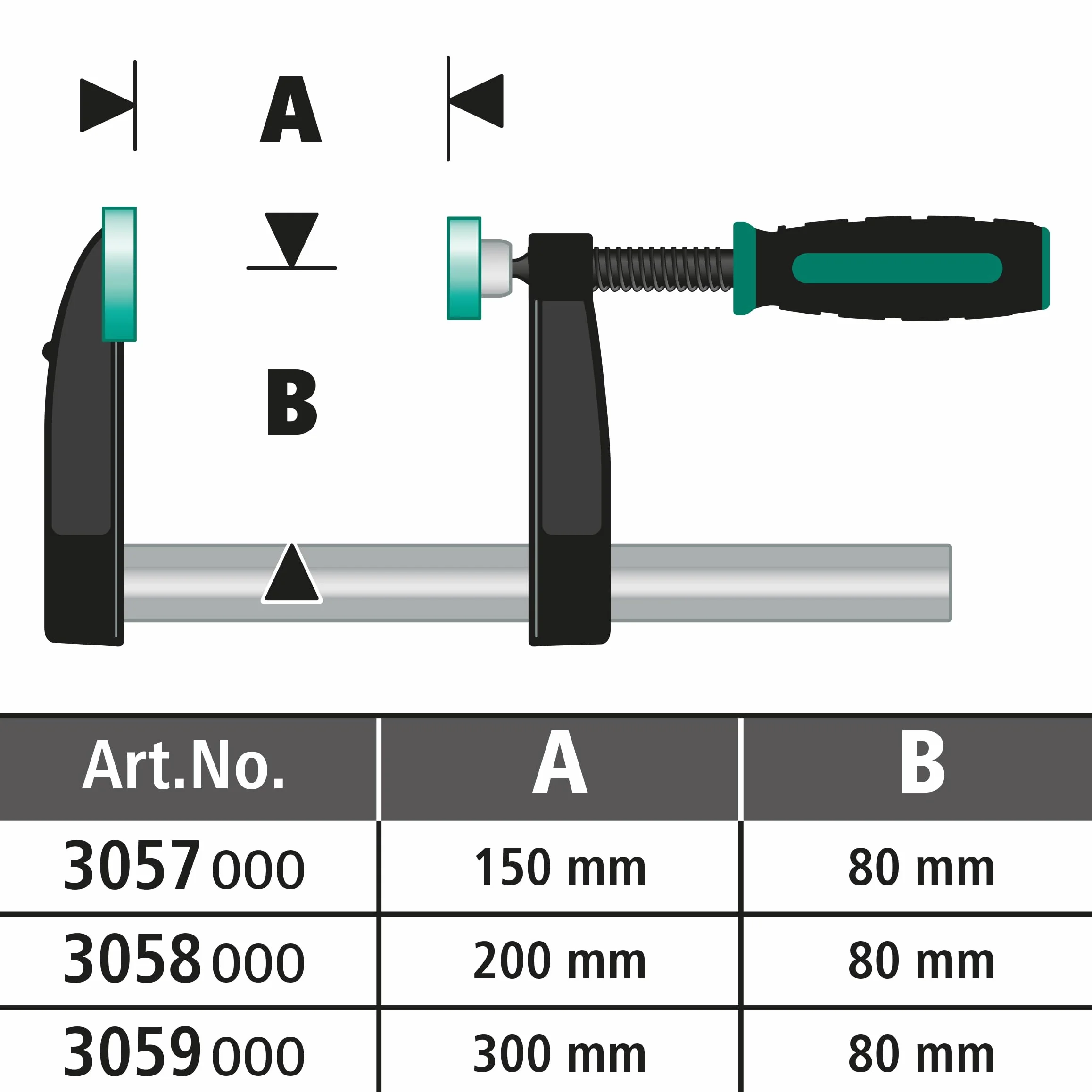 wolfcraft Ścisk śrubowy SC 80 mm x 300 mm I 3059000 I Dobry model początkowy ze znakomitym stosunkiem jakości do ceny