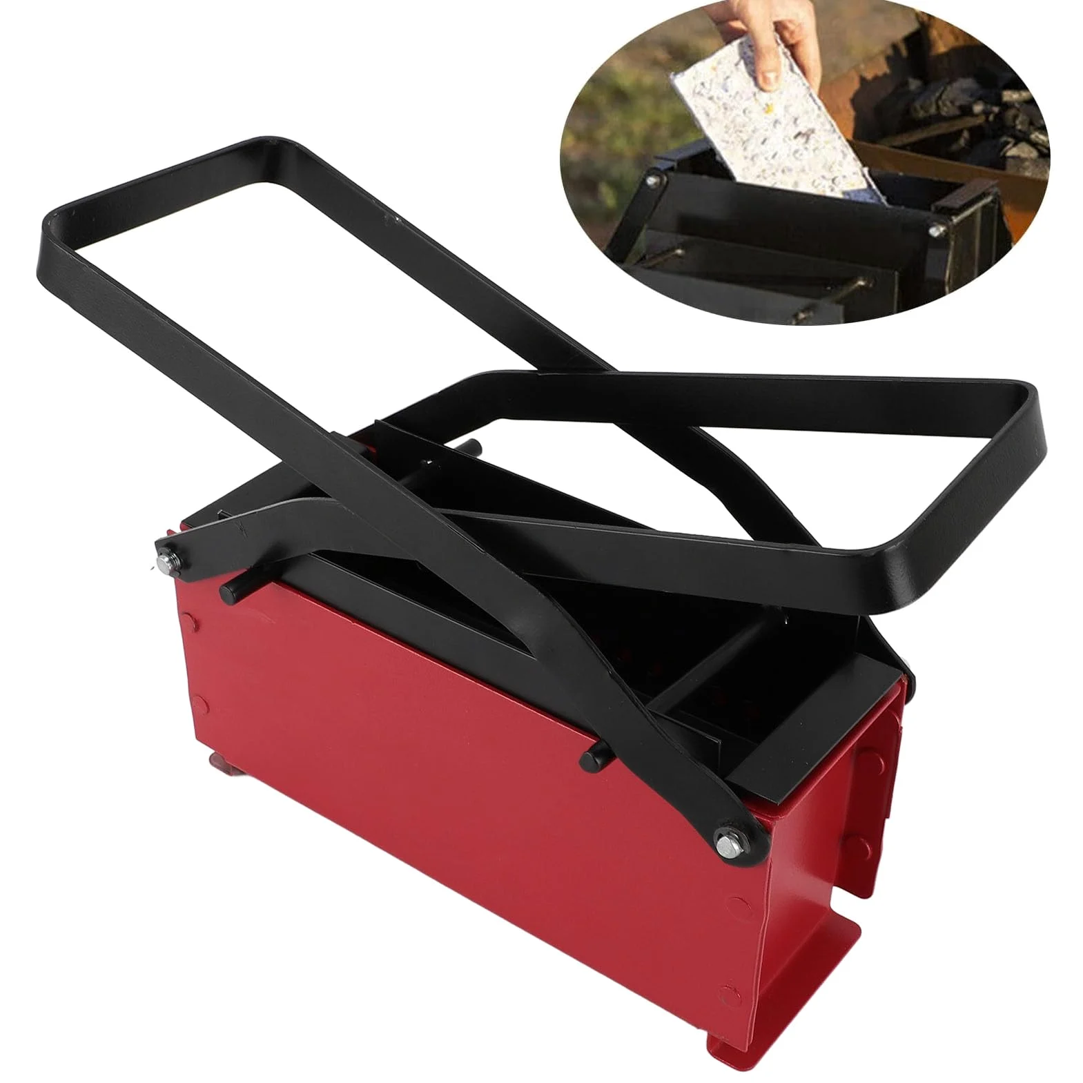 Wakects Maszyna do Produkcji cegieł Papierowych, Maszyna do Brykietowania Kłód żelaznych z Koszem do Pieca Kominkowego Makulatury Liście Trocin