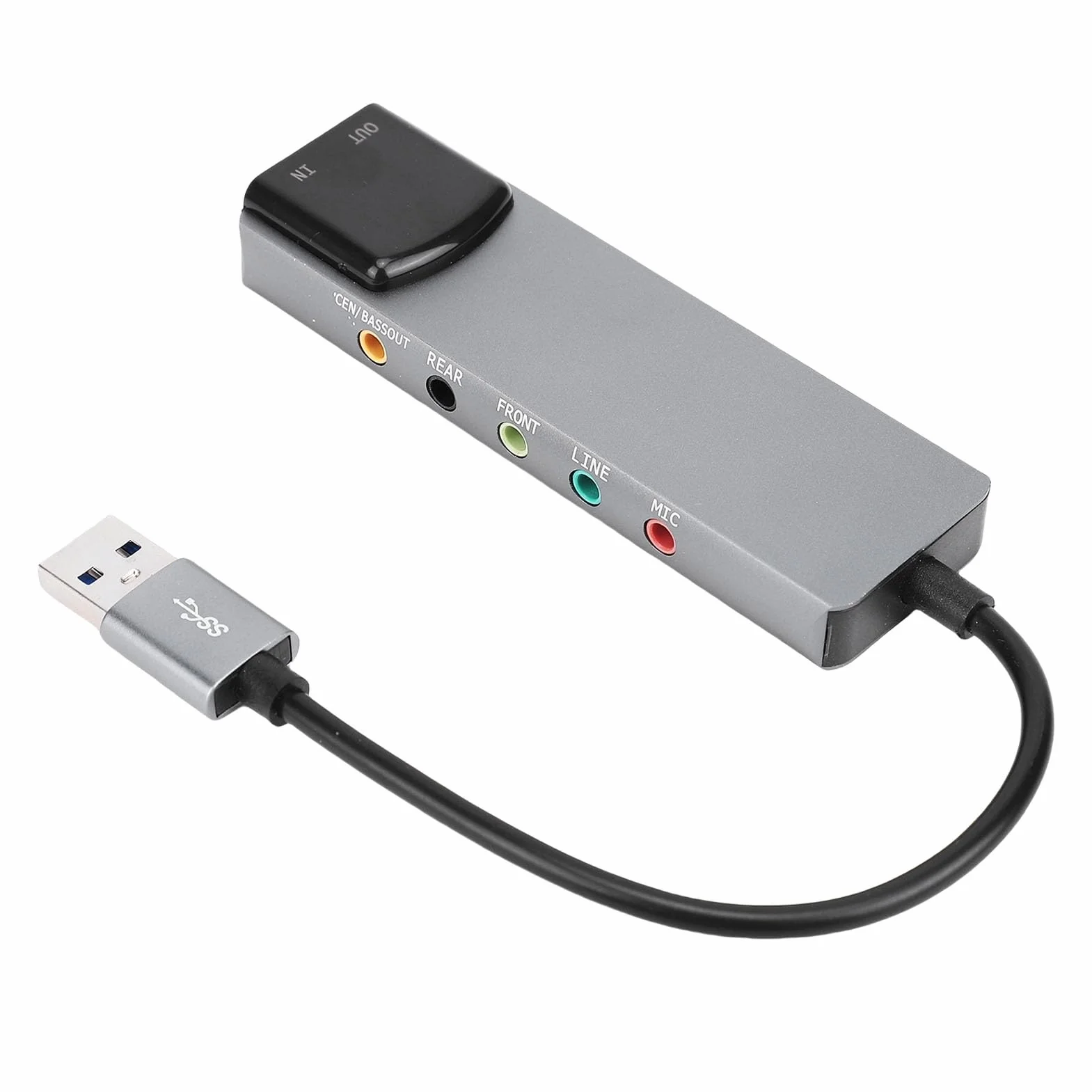 Lazmin112 7.1 Karta Dźwiękowa Usb z Dźwiękiem Przestrzennym, Wyjściem 5.1 i Dwukanałowym, Obsługą 32/44/48 Khz, Muzyką w Wysokiej Rozdzielczości, Zewnętrzną Kartą Dźwiękową Stereo