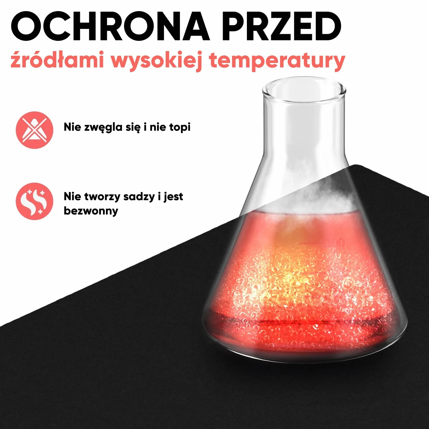 EVOCAMP dywan ognioodporny 100x100 cm - mata ognioodporna do 982°C - mata lutownicza jako mata przeciwpożarowa do bezpiecznej ochrony przeciwpożarowej