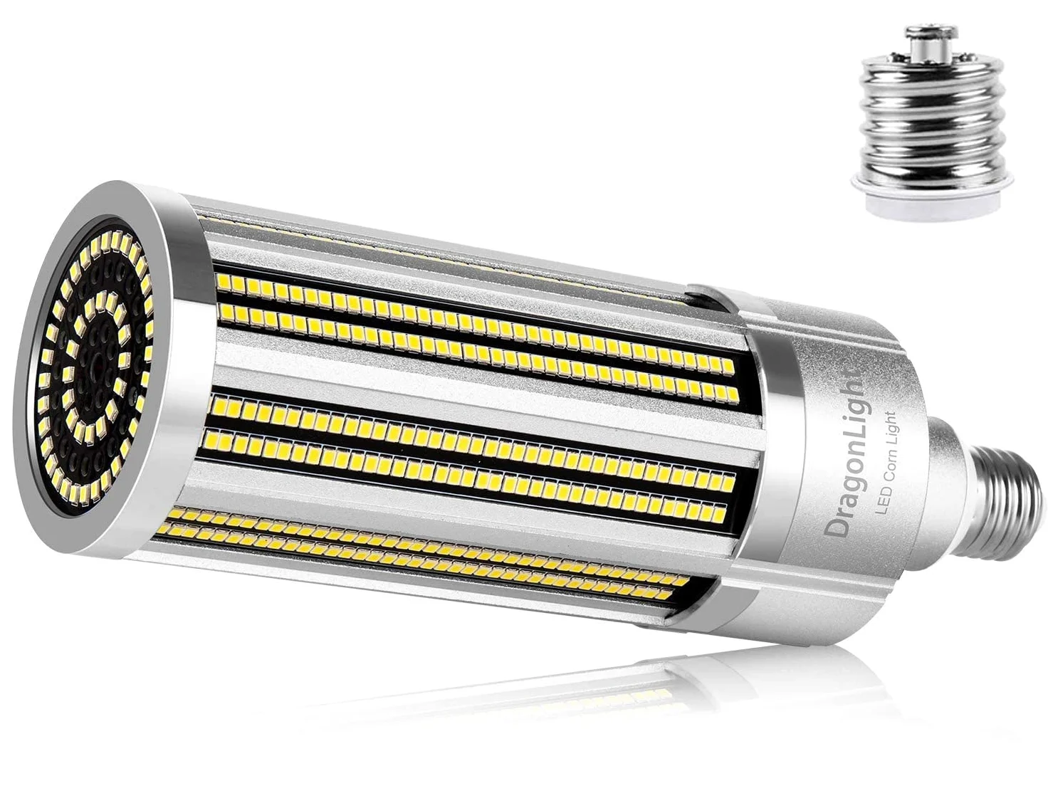 DragonLight 100 W super jasna żarówka LED kukurydza bez wentylatora (zastępuje 700 W) – żarówka LED E27 z adapterem E40 – 5000 K zimna biel 12 000 lumenów do oświetlenia obszaru – do garażu,