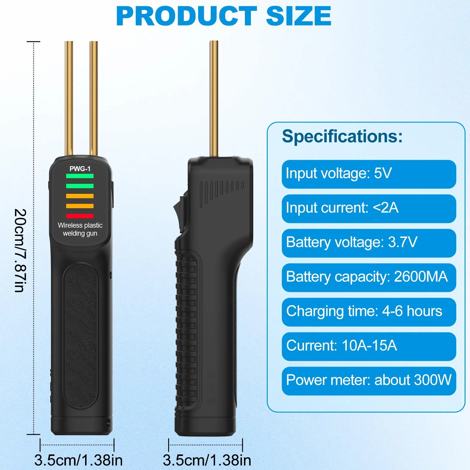 Bezprzewodowa spawarka do tworzyw sztucznych, 100 W, spawarka ręczna z 200 sztukami gwoździ plastikowych, spawarka z diodami LED, ładowanie USB, spawanie na baterie, naprawa do spawania tworzyw