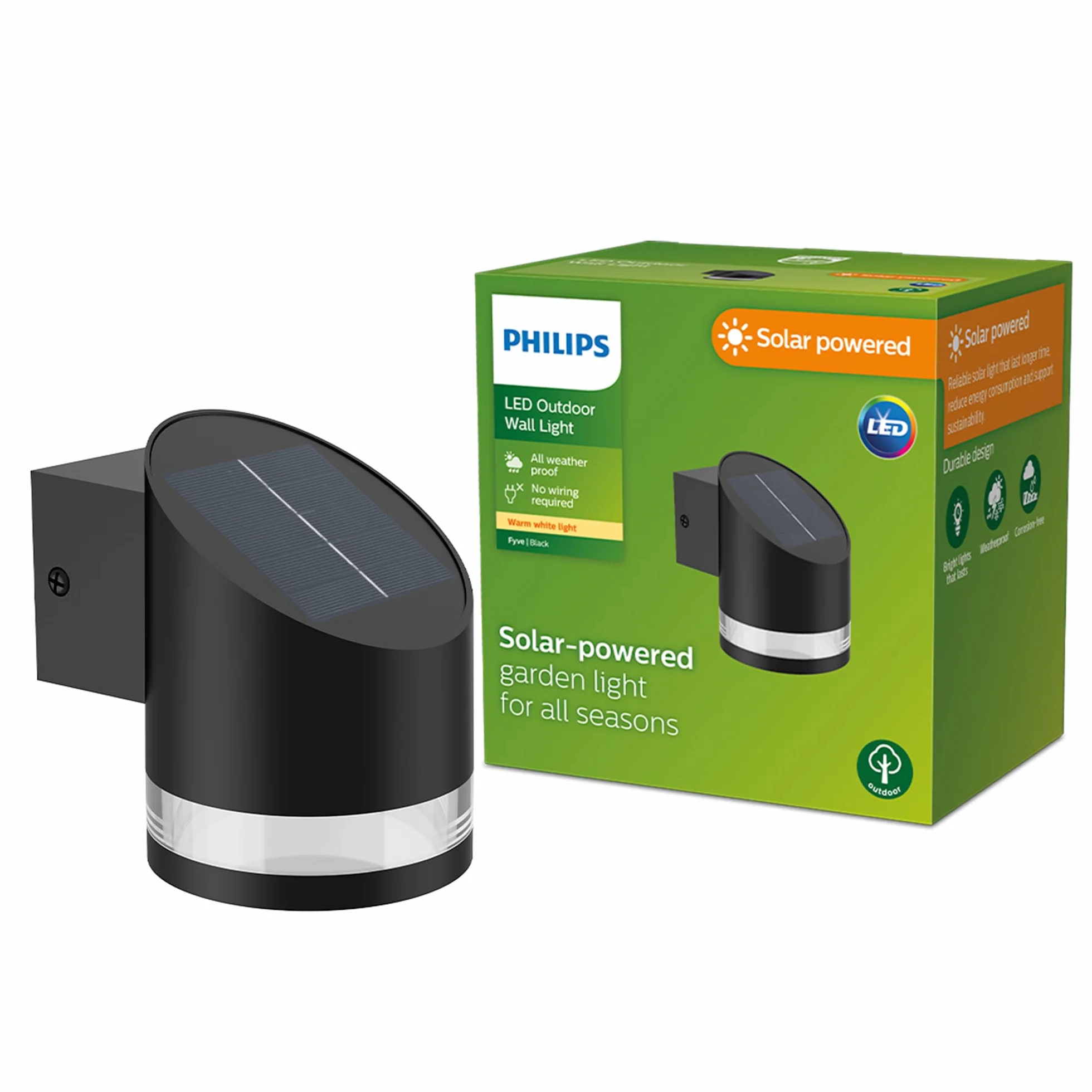 Philips Zewnętrzna Lampa Solarna Philips Fyve, 1.5 W, 2700 K, Czarna, Ip44 Pogodoodporność