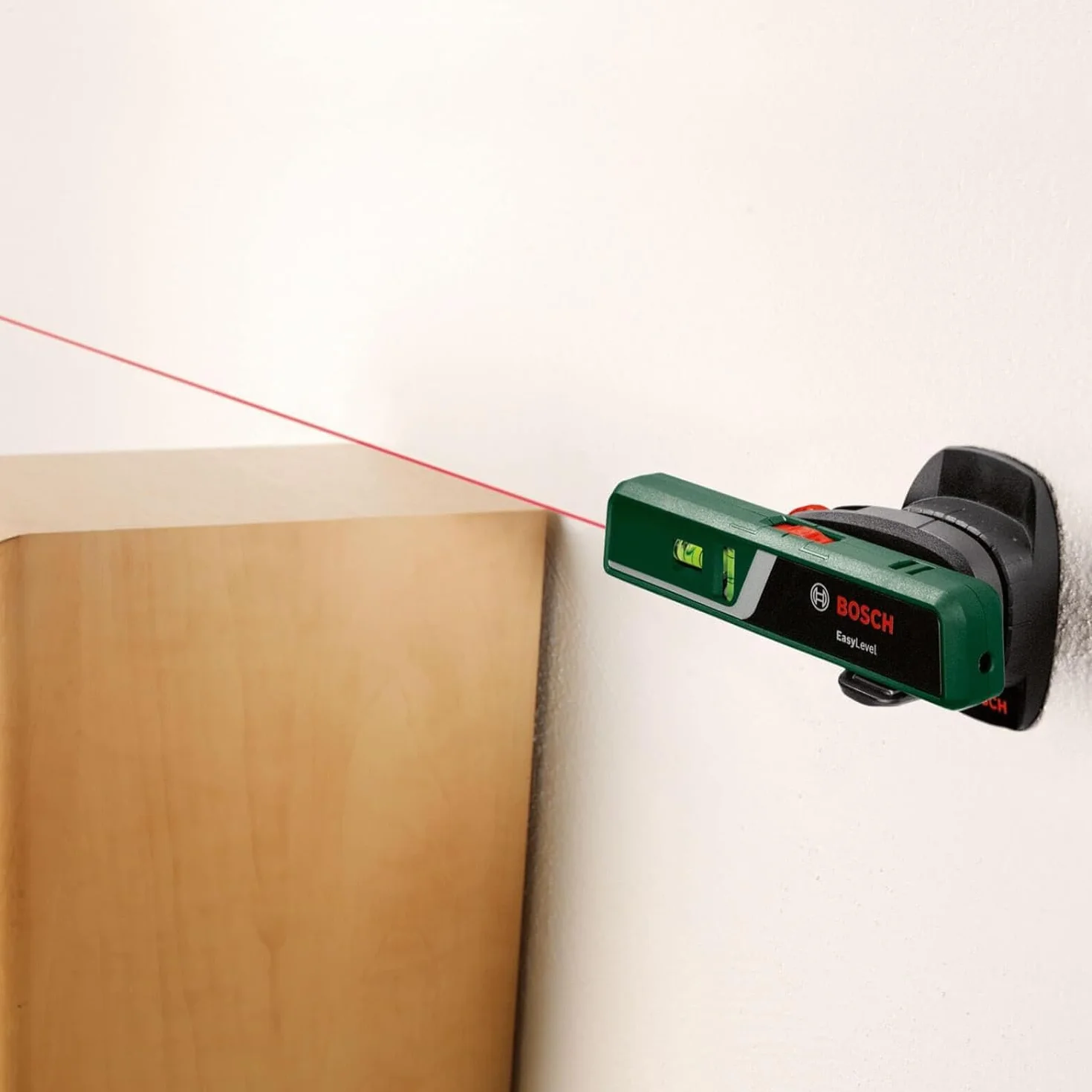Bosch Home And Garden Poziomica Laserowa Easylevel z Uchwytem Ściennym (Linia Laserowa do Elastycznego Wyrównywania Elementów na Ścianach i Punkt Laserowy do Przenoszenia Wysokości)