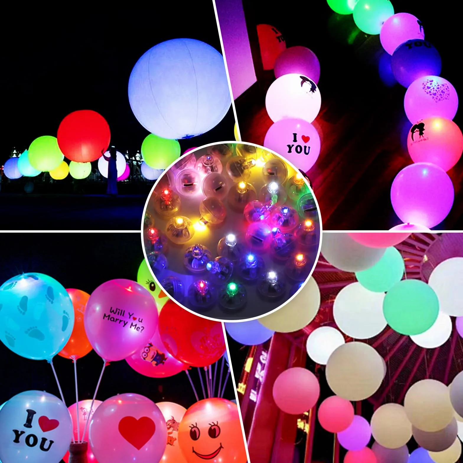 100 sztuk mini świetlnych kulek LED, okrągłe balony LED, mini kolorowe lampki balonowe do latarni papierowych, na Boże Narodzenie, urodziny, karnawał, wesele, do ogrodu, baru, klubu.