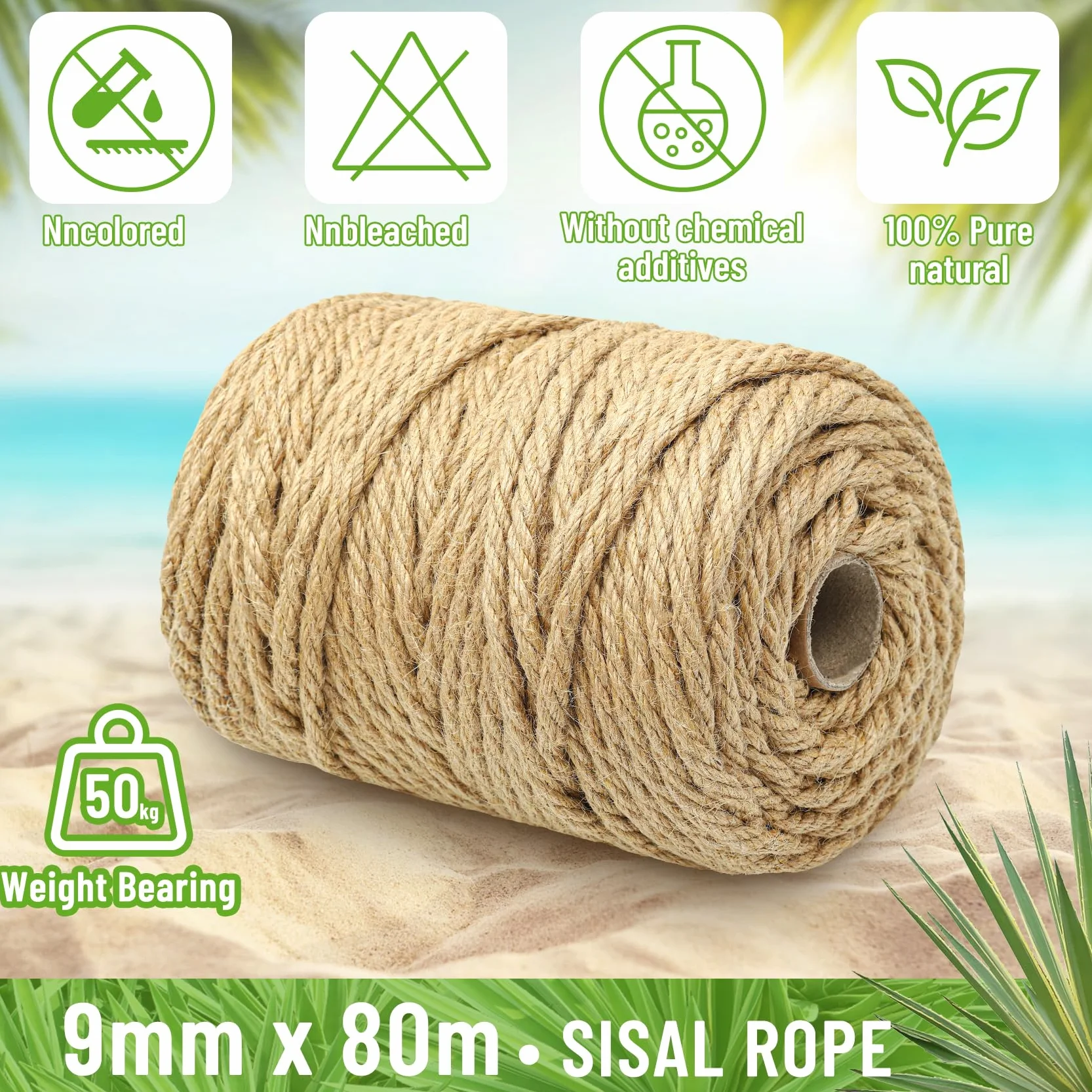 Juta Sznurek Jutowy o Grubości 9 mm, Sznurek do Wiązania, Sznurek Ogrodowy, 30 m, 100% Przędza Jutowa, Naturalny Kolor, do Pakowania Prezentów, Wiązania Roślin, Majsterkowania, Rzemiosła