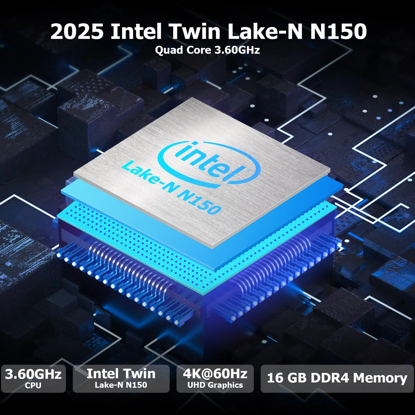 AWOW Mini PC W-11 Pro Twin Lake-N N150 Quad Core 3.60 GHz 16 GB DDR4 512 GB SSD Dual Display HDMI DP 4K@60 Hz Dual RJ45 Gigabit Ethernet