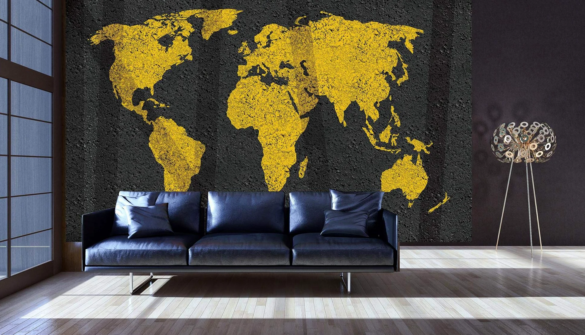 fototapeta tapeta polarowa żółta mapa fototapeta fototapeta AMF10000_VEN mapa żółty szary świat ściana V8 (368 cm x 254 cm) żółty, czarny
