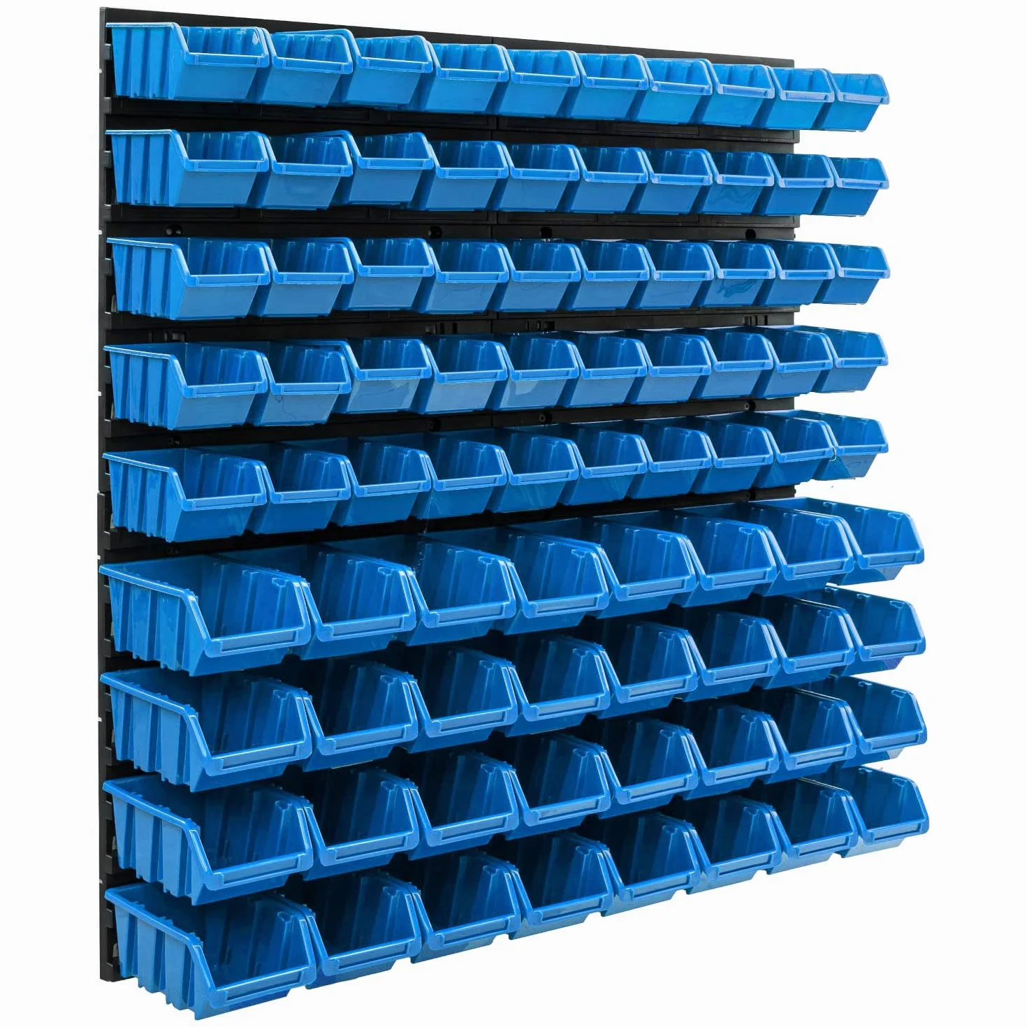 System magazynowy, regał ścienny, 770 x 780 mm, 82 szt. pudełko, pudełka do układania w stos, półki magazynowe, bardzo mocne płyty ścienne, możliwość rozszerzenia, regał warsztatowy, regał magazynowy