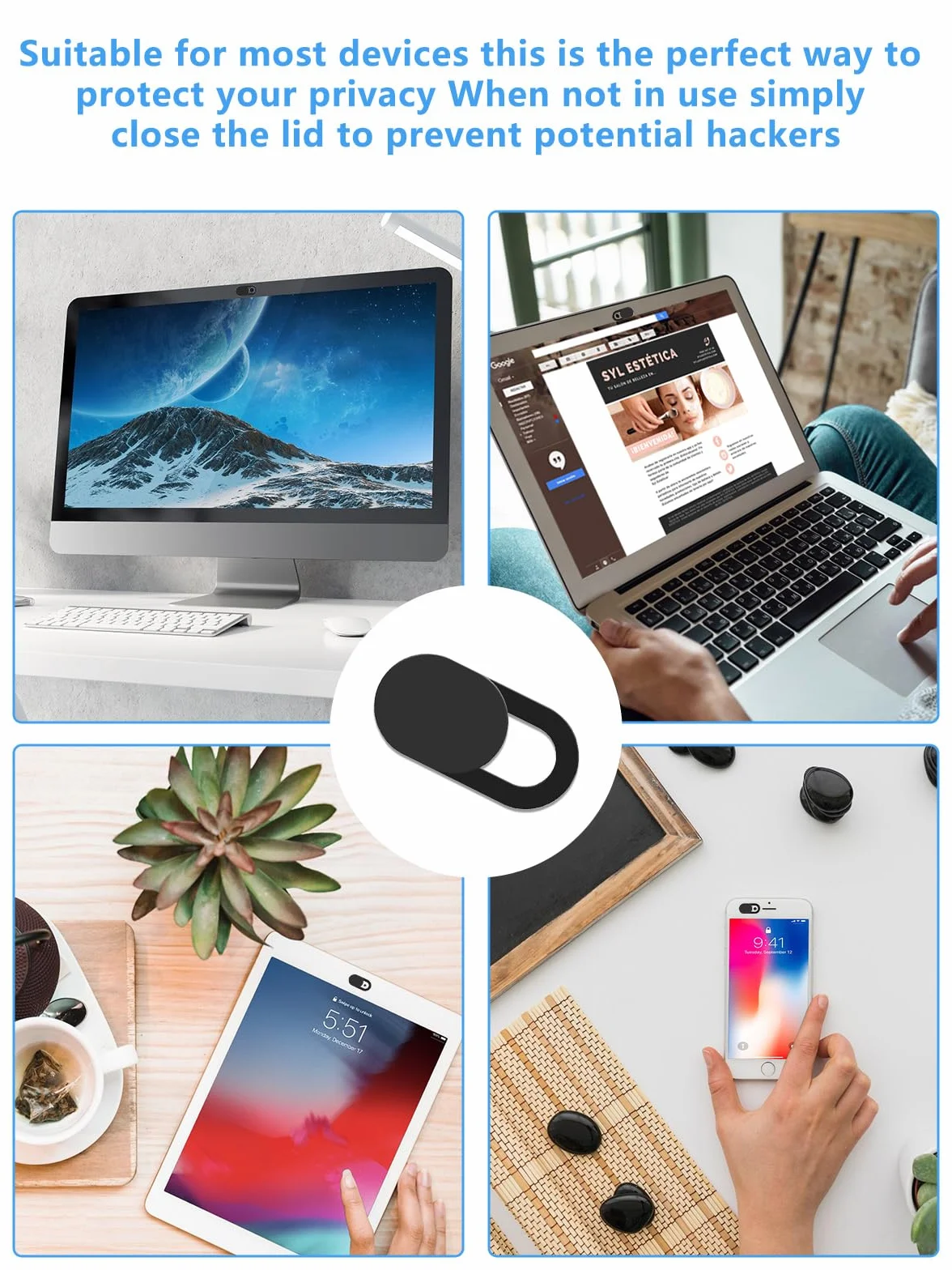 Osłona kamery internetowej, osłona na kamerę, laptop, 0.027, ultra cienka osłona na kamerę internetową do komputera, laptopa, smartfona, komputera, akcesoria do telefonu komórkowego