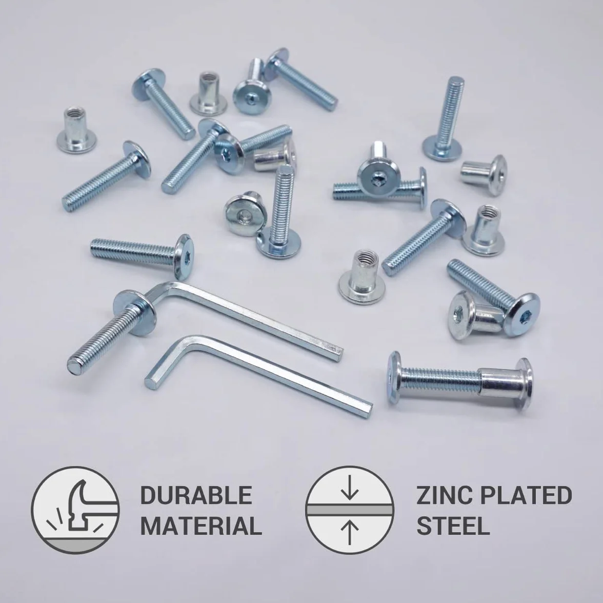 (30 sztuk) śruby łączące ze stali ocynkowanej M6 x 30 mm z nakrętkami, śruba łącząca do mebli, śruby sześciokątne (30, M6 x 30 mm (z nakrętkami)