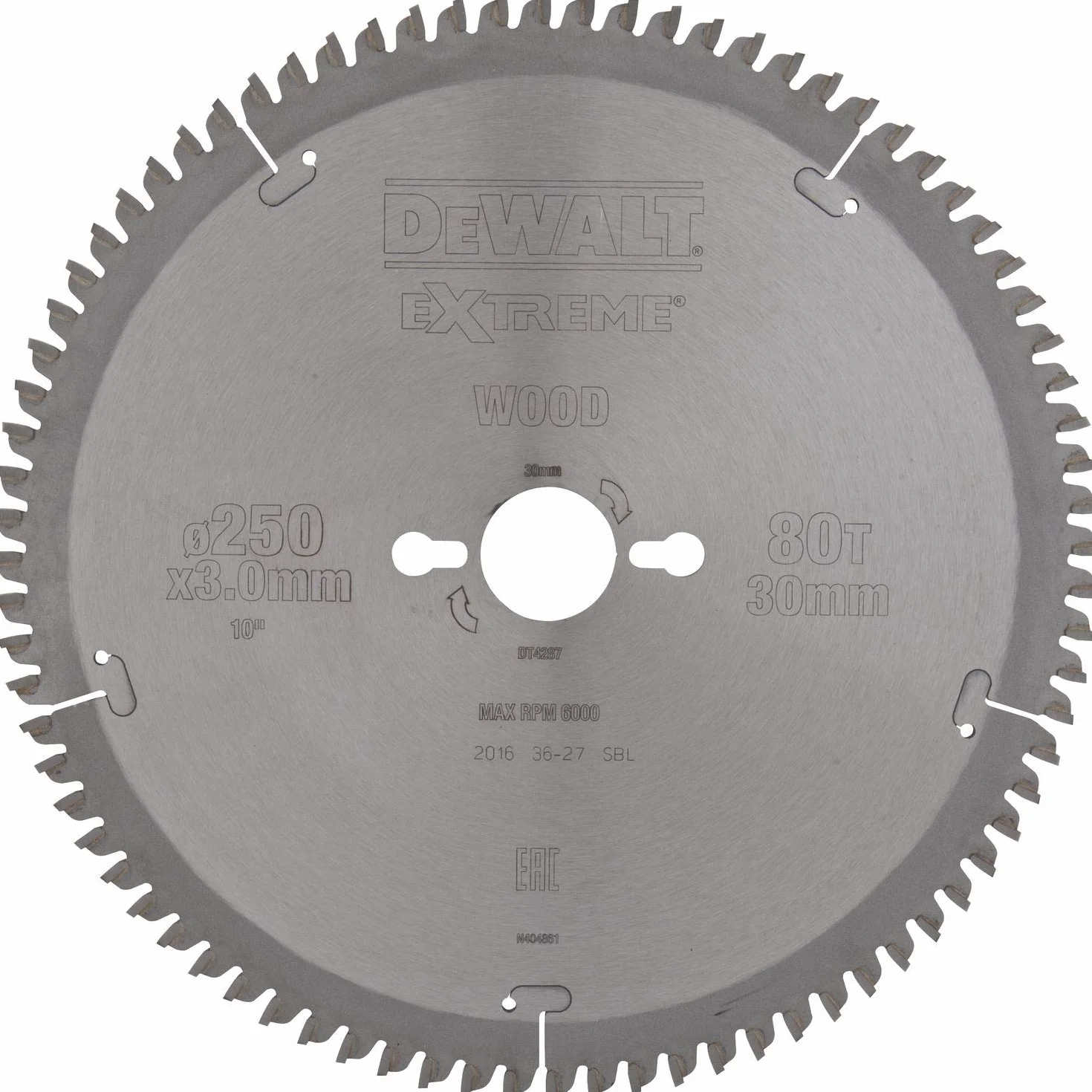 DeWalt Tarcza do piły tarczowej/tarcza do piły tarczowej Extreme (250/30 mm 80 TFZ, bardzo delikatne wykończenie (forniry, aluminium i tworzywa sztuczne), DT4287)