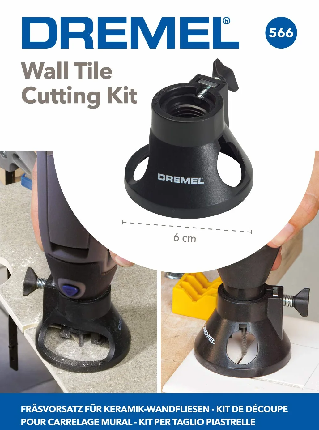 Dremel 566 Zestaw do cięcia płytek zestaw akcesoriów z prowadnicą do cięcia i spiralną końcówką tnącą do precyzyjnych cięć w płytkach ściennych