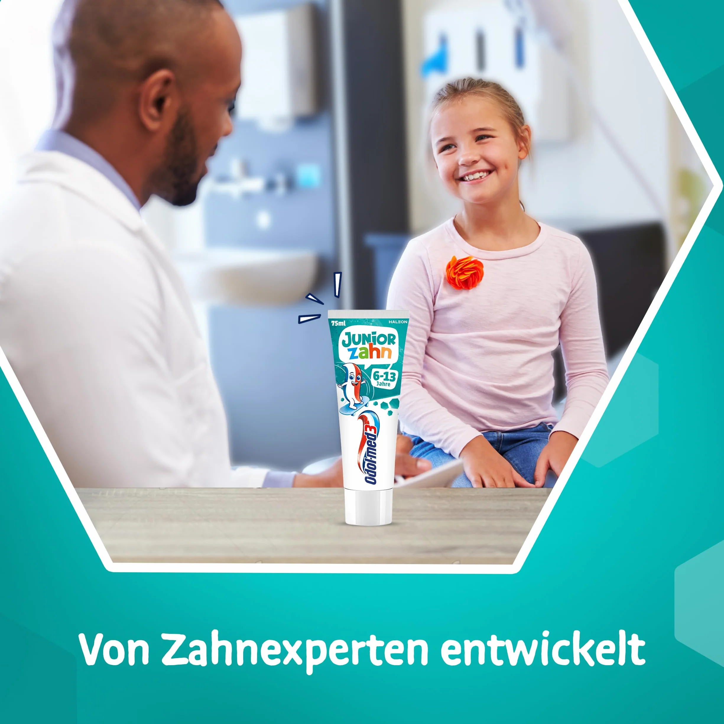 Odol-med3 pasta do zębów juniorskich, pasta do zębów dla dzieci od 6 lat, do ochrony zębów mlecznych i zębów stałych, 75 ml