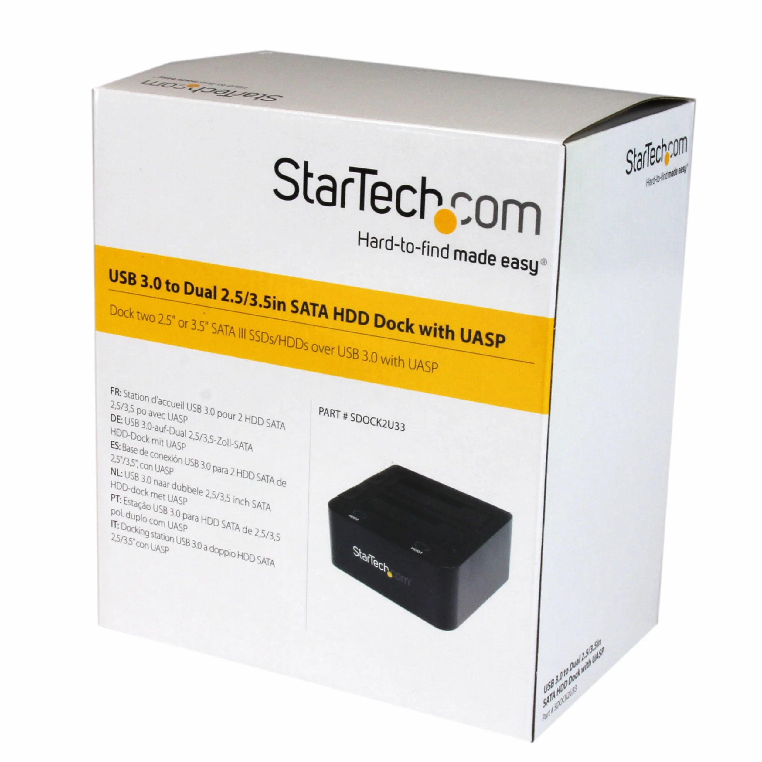 StarTech.com Podwójna stacja dokująca USB 3.0 do dysków twardych z UASP do 2,5/3,5 cala SSD/HDD, Serial-ATA USB Dual Bay stacja dokująca