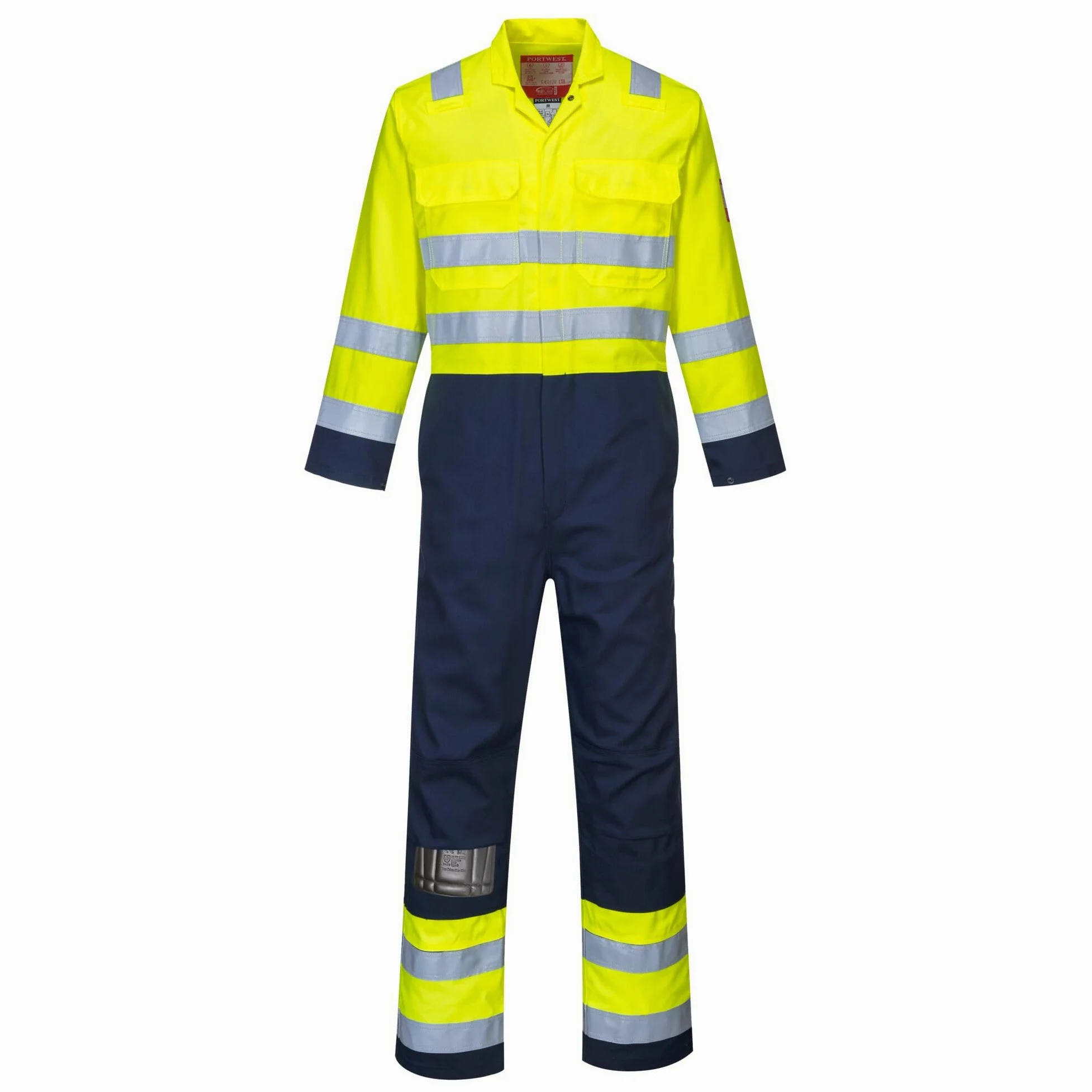 Portwest BIZ7 Ostrzegawcza Antystatyczny Bizflame Pro Kombinezon, Regularny, Rozmiar 2XL, Żółty/Granatowy