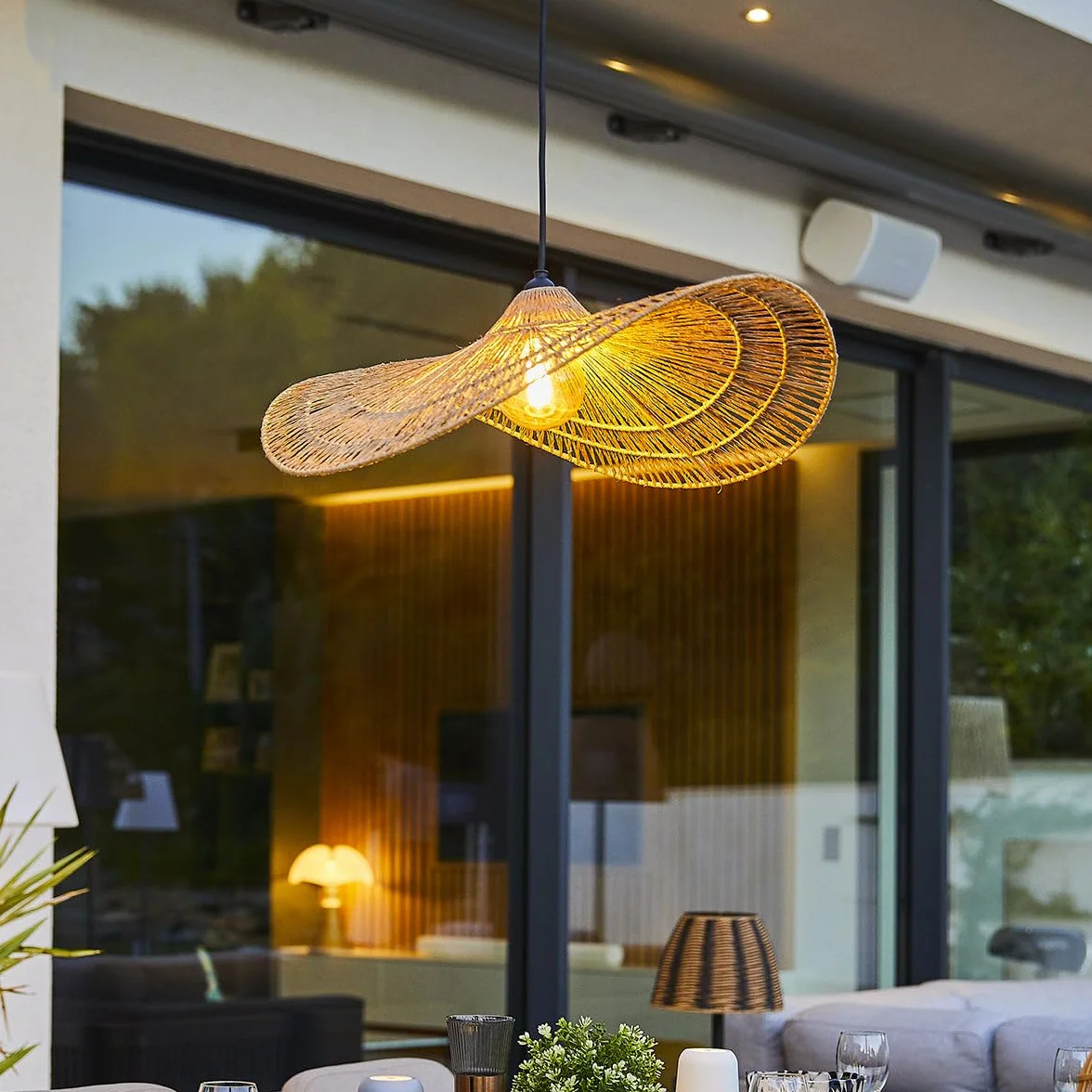 Zewnętrzne zawieszenie sieciowe MARBELLA OUTDOOR KABEL z naturalnej juty w stylu boho, długość kabla 5 m