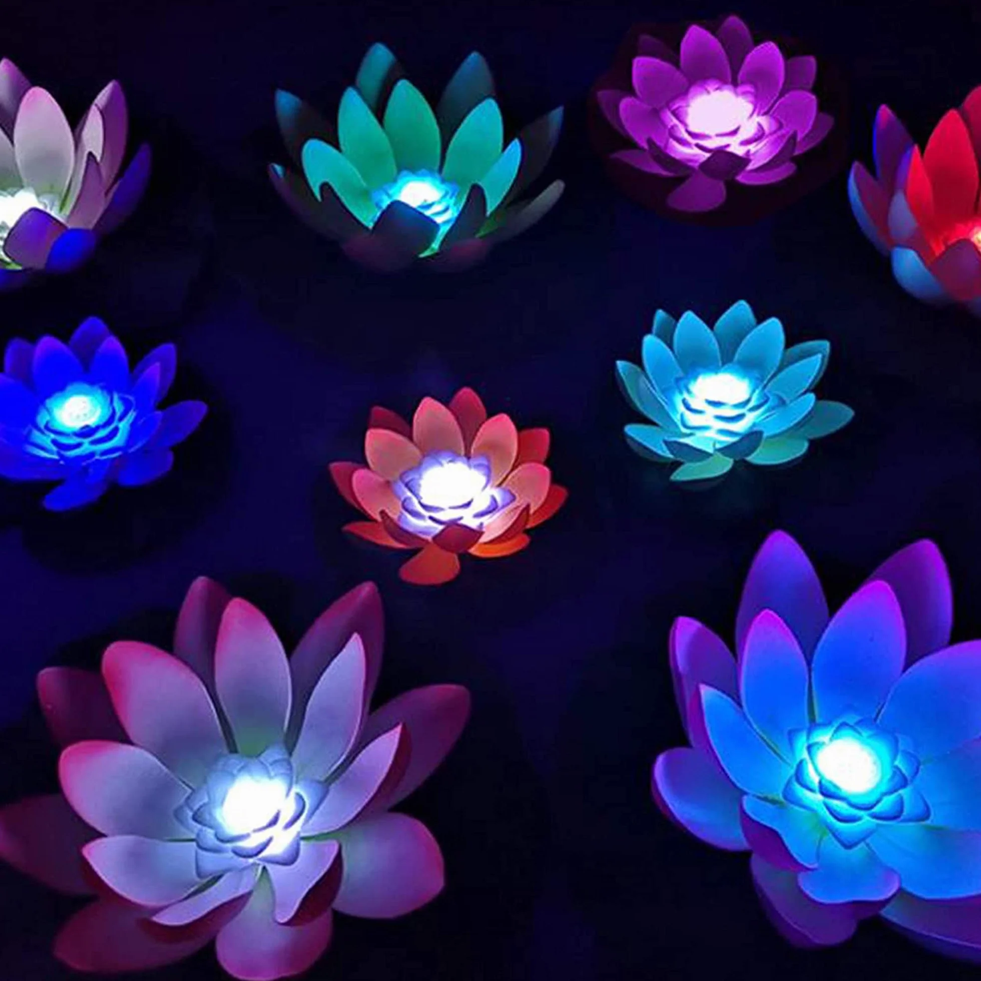 SUQ 5 sztuk lamp lotosowych do użytku na zewnątrz, wodoodporne oświetlenie ogrodowe LED, sztuczne światło lotosu, dekoracja na imprezę, do stawów, basenów, akwariów, krajobrazu, podwórka, fontanny, 18