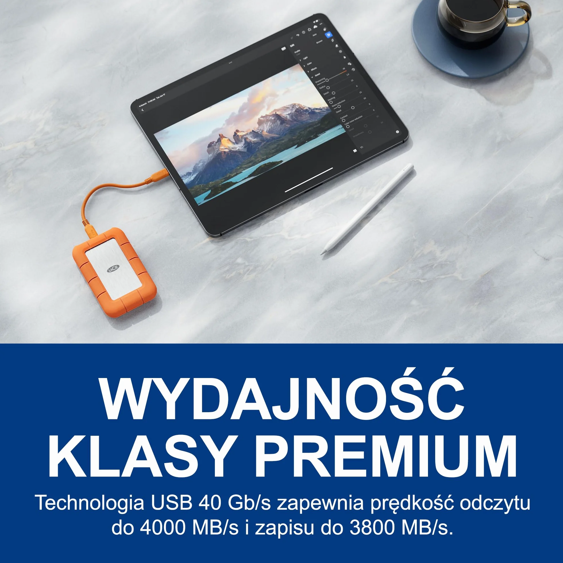LaCie Rugged SSD4 1TB, 40Gbps USB-C, Orange, Data Rescue Service (STND1000400)