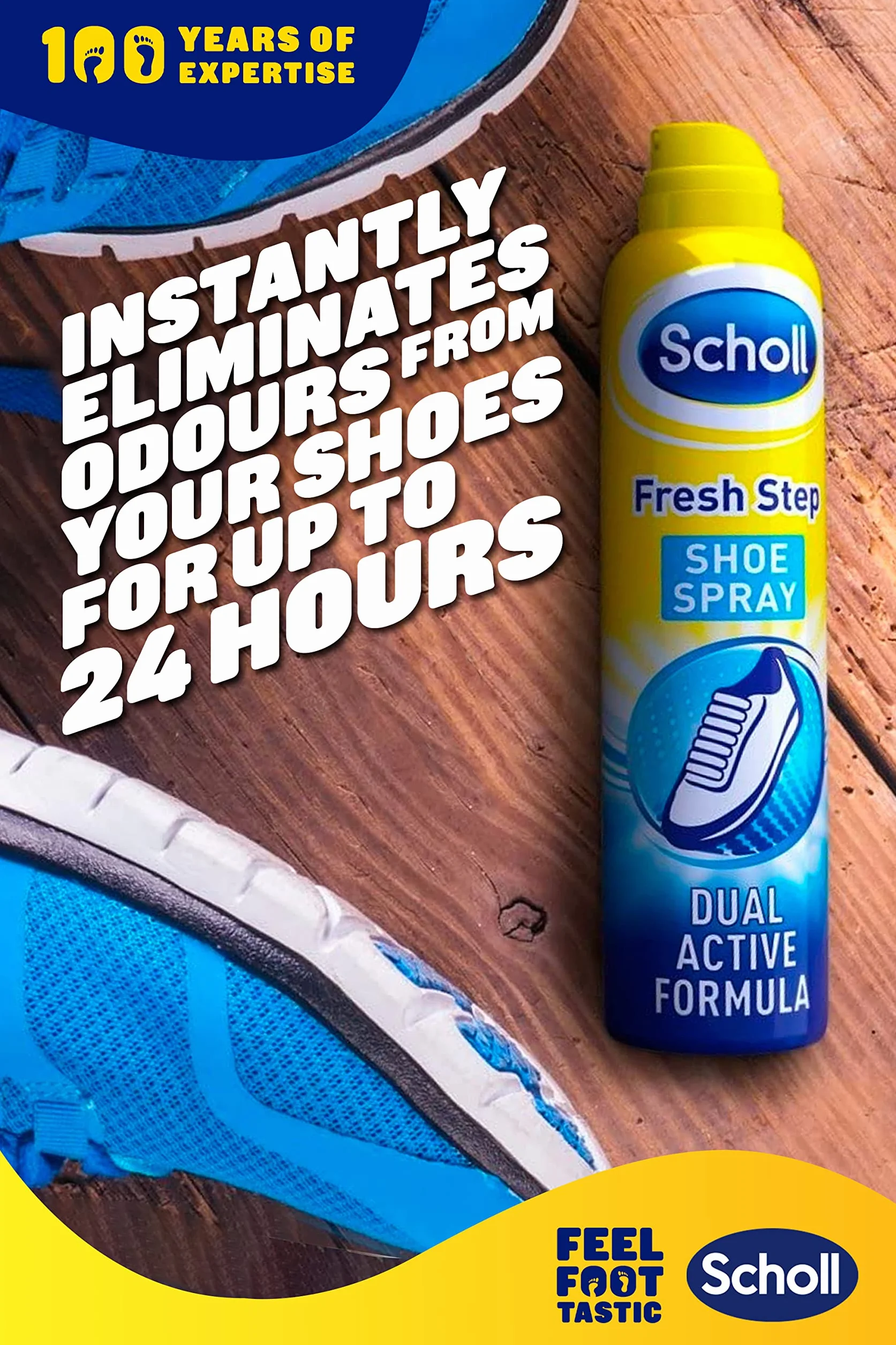 Scholl Fresh Step Spray do butów, 150 ml, bezzapachowy spray do butów, świeżość do 24 godzin, 4 sztuki