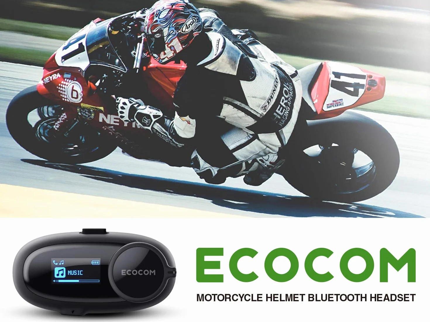 ECAS01D kask motocyklowy Bluetooth interkomowy system komunikacji zestaw słuchawkowy, czas rozmów 8 godzin, tarcza do biegania, zasięg interkomu 1 km, kontrola hałasu, radio FM, dwupak