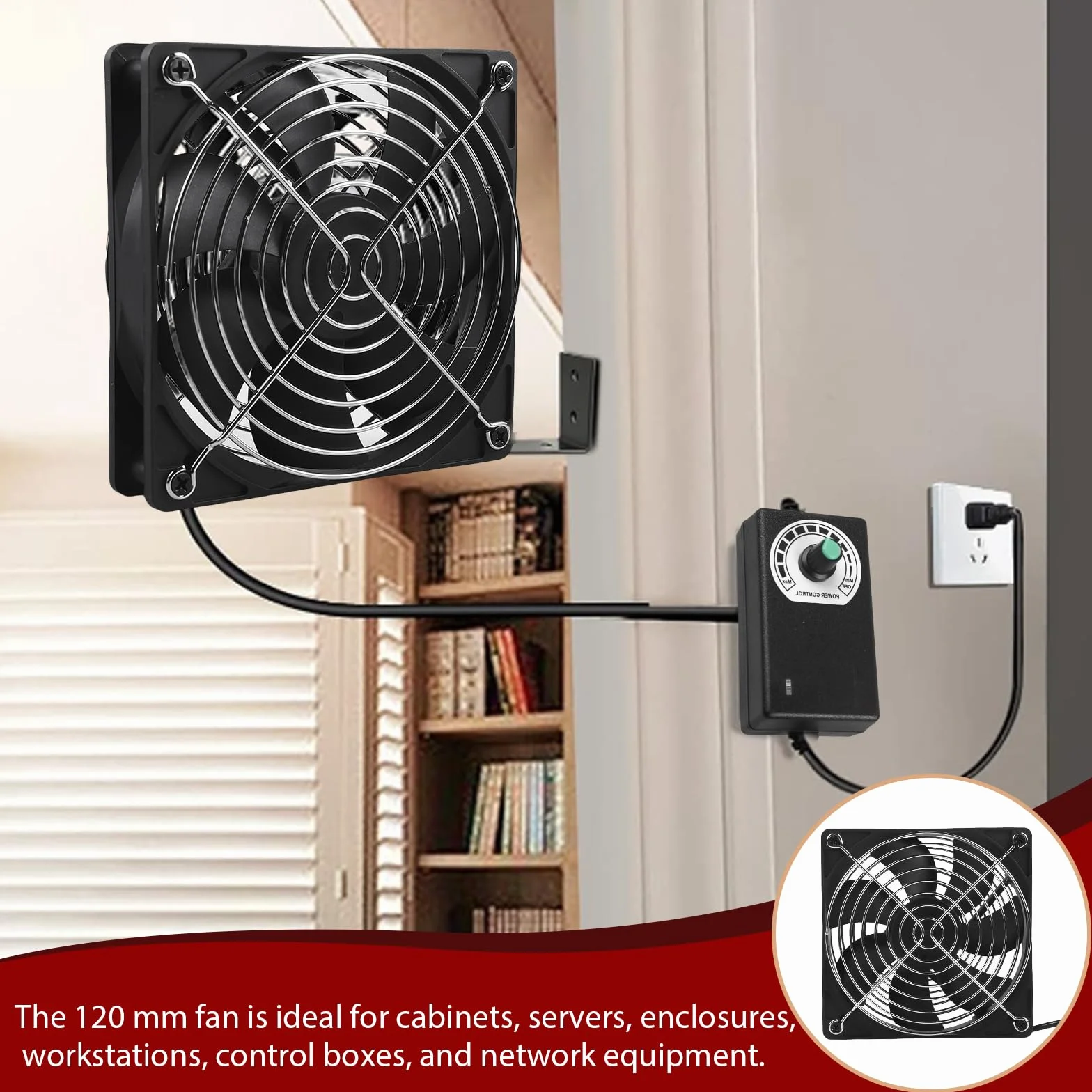 2 sztuki wentylatorów wyciągowych 120 mm, cichy DC12 V, mini wentylator osiowy z regulowaną prędkością, wydajny wentylator ścienny do kuchni, łazienki, garażu, piwnicy, łatwy montaż