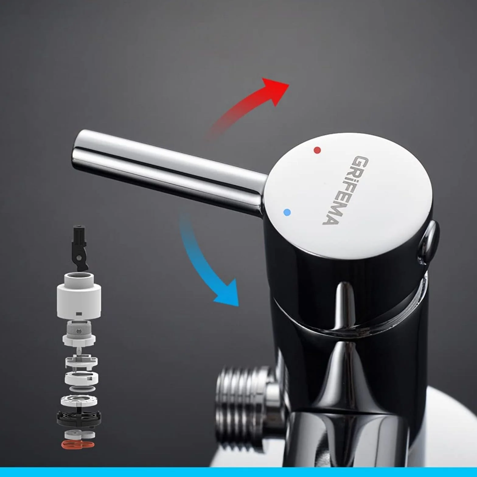 GRIFEMA G154-1 Bidet z prysznicem ręcznym – jednouchwytowa bateria do bidetu z uchwytem, wąż ze stali nierdzewnej o długości 1,2 m, ciepła i zimna woda