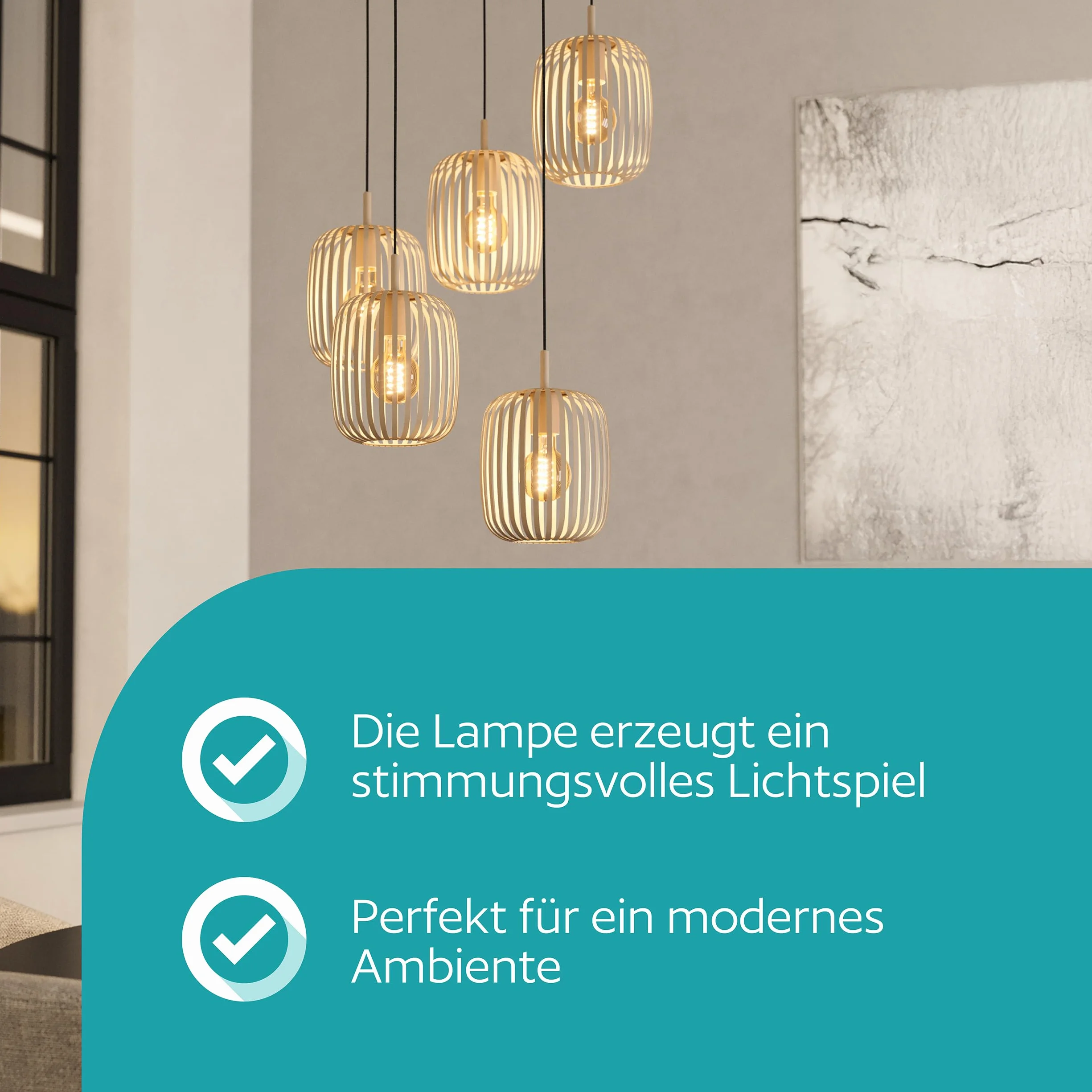 EGLO Lampa wisząca Romazzina, klasterowa lampa sufitowa 5-płomienna