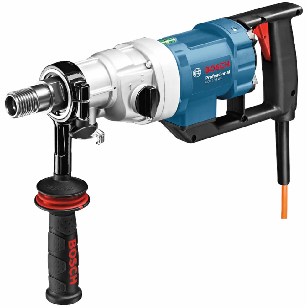 Bosch Professional: wiertnica diamentowa GDB 180 WE do wiercenia na mokro (5.2 kg, 2 000 W, 230 V, zakres wiercenia 180 mm, adapter do odsysania pyłu, zawór kulowy, walizka)