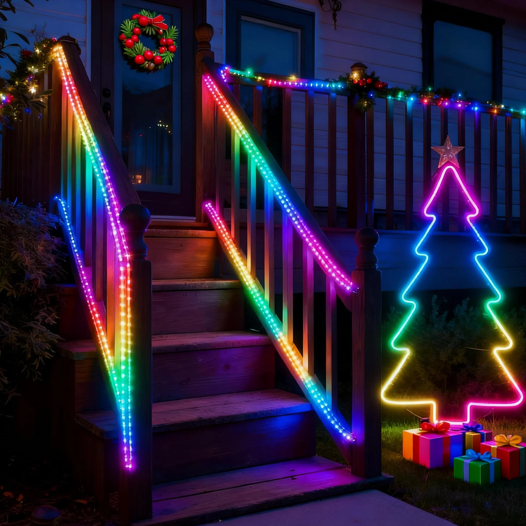 YRHome wąż świetlny LED, 100 m, 1000 diod LED, z wtyczką, do użytku na zewnątrz, z timerem, 8 trybów i możliwością regulacji jasności, IP44, wodoodporny, oświetlenie dekoracyjne RGB LED, do użytku
