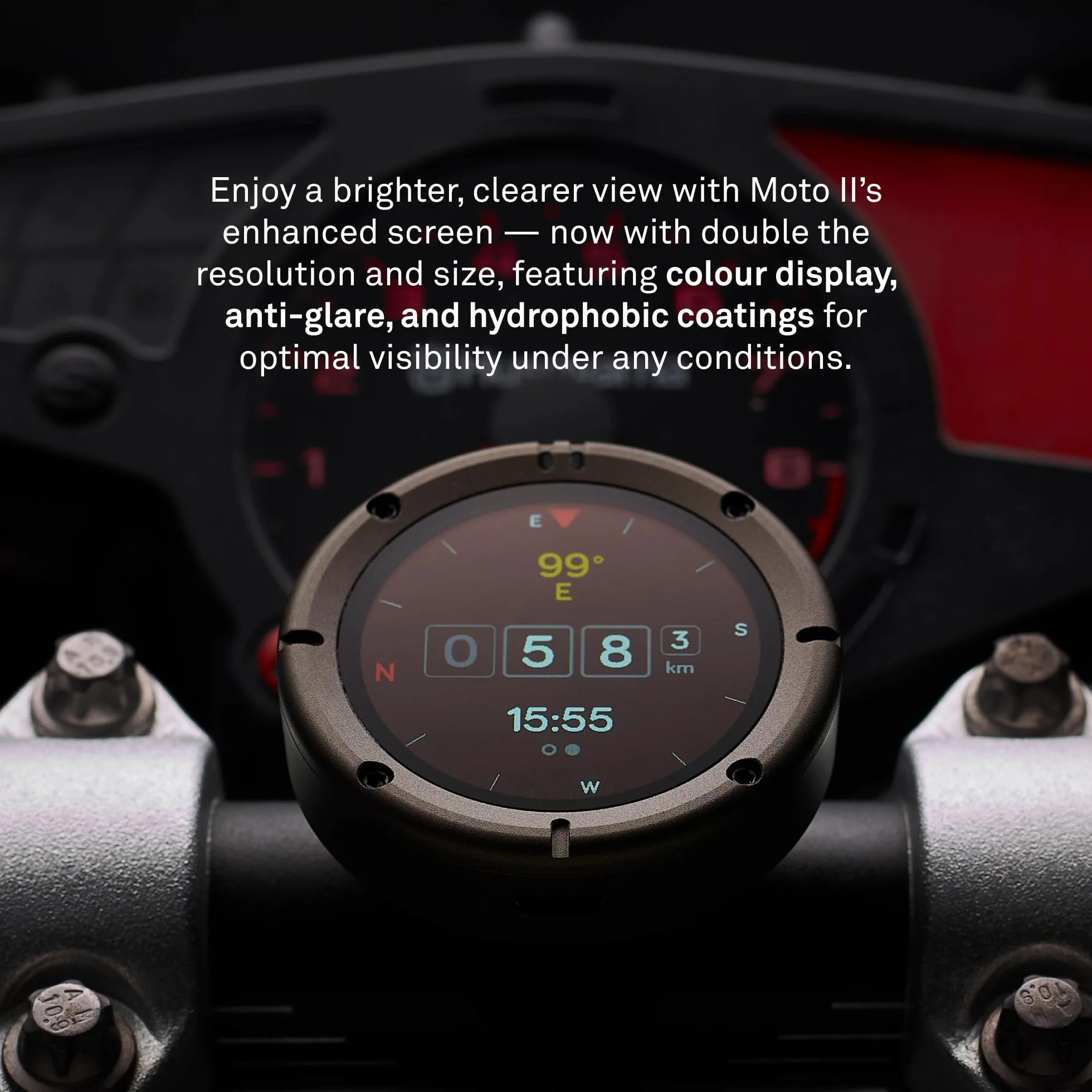 Beeline Moto II urz?dzenie nawigacyjne do motocykli, globalna nawigacja, interfejs minimapy, czas pracy baterii 14 godzin, wodoodporno?? IP67, odporne na wstrz?sy, ?adowanie USB-C z uchwytem na pasek