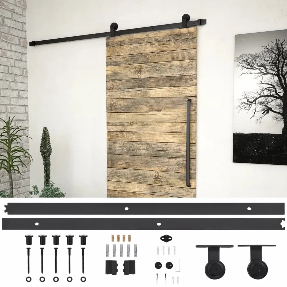 vidaXL System do montażu drzwi przesuwnych SKIEN, 200 cm, stal, czarny