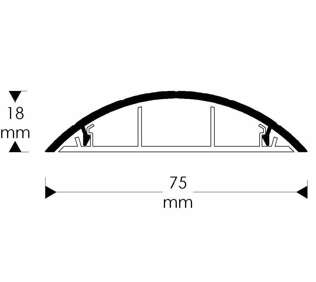 Habengut CC10081 prowadnica kabla podłogowego z PCW, brązowa, półokrągły mostek kablowy na maks. 3 kable/szerokość 7,5 cm, długość 1 m