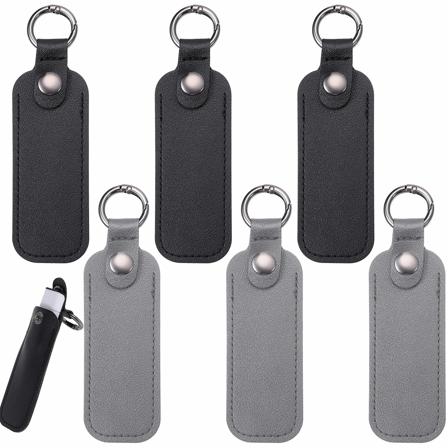 Skórzane etui na pendrive USB z brelokiem 6 sztuk