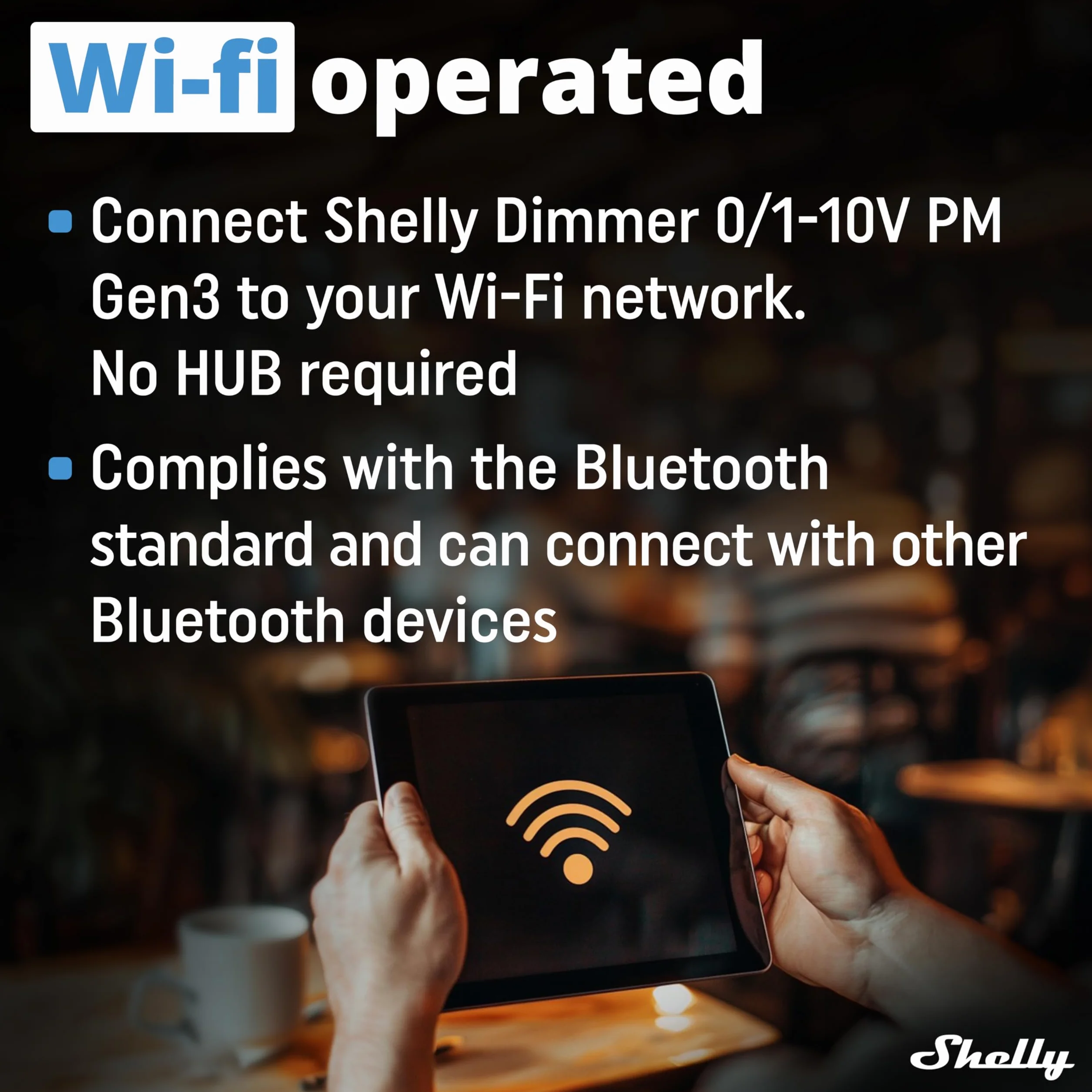 Shelly Dimmer 0/1-10 V PM Gen3 –WLAN i Bluetooth Smart-ściemniacz –kontroler z pomiarem prądu,Sterowanie światłem, iOS, Android,Nie wymaga koncentratora, Alexa, Google Smart Home, SmartThings