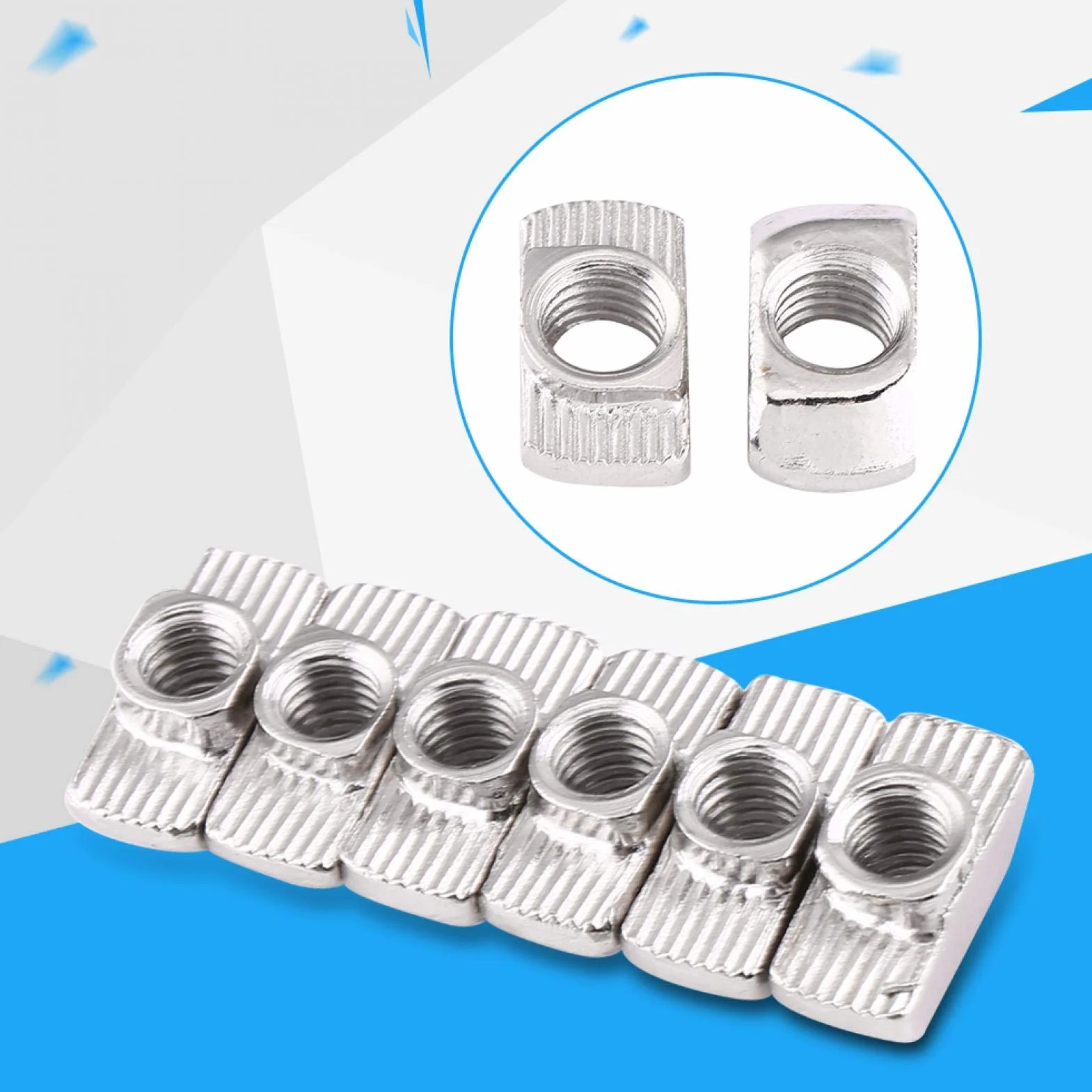 50 szt. nakrętka z łbem młota T-Slot T, ocynkowane zapięcie na nakrętkę ze stali węglowej do profilu aluminiowego (EU20-M4 * 10 * 6)