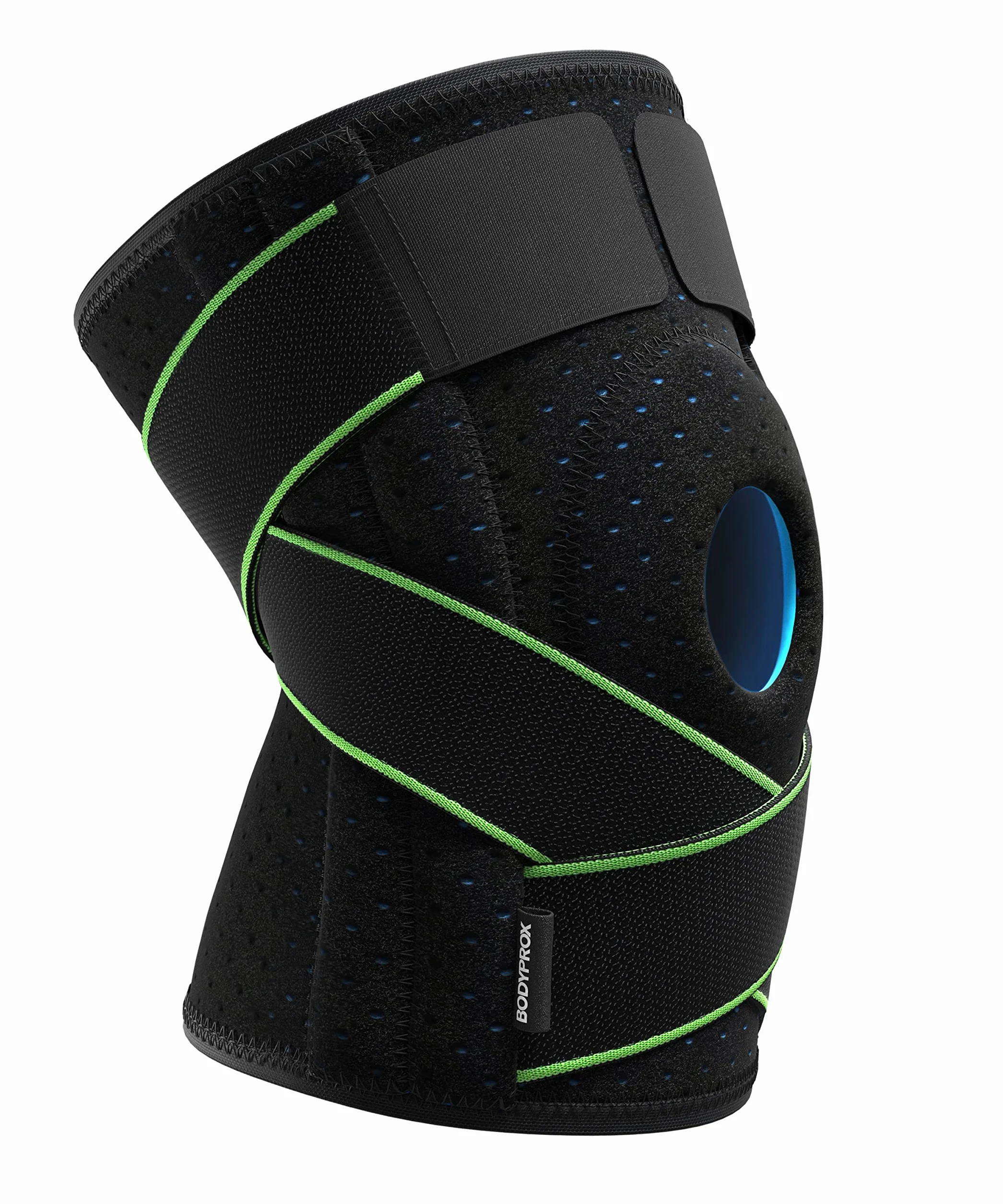 Bodyprox Bandaż na kolano ze stabilizatorami bocznymi i żelowymi podkładkami na rzepkę, przeciw artrozie (L)
