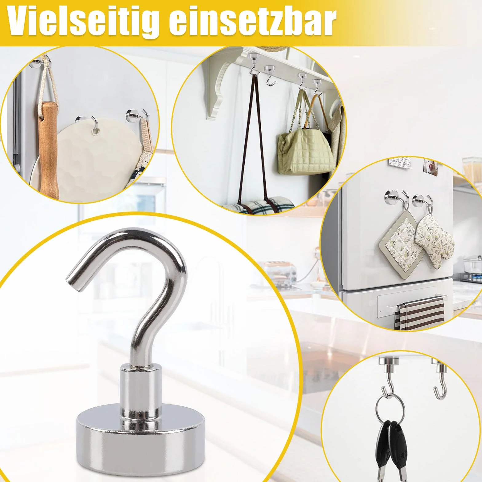 FPMYB 8 sztuk ekstra mocnych hakó magnetycznych o udźwigu 15 kg, magnesy neodymowe 20 mm, bez wykrawania, do drzwi żelaznych, lodówek, kuchni, grilla BBQ, wieszaków, szafy, robótek ręcznych, biura