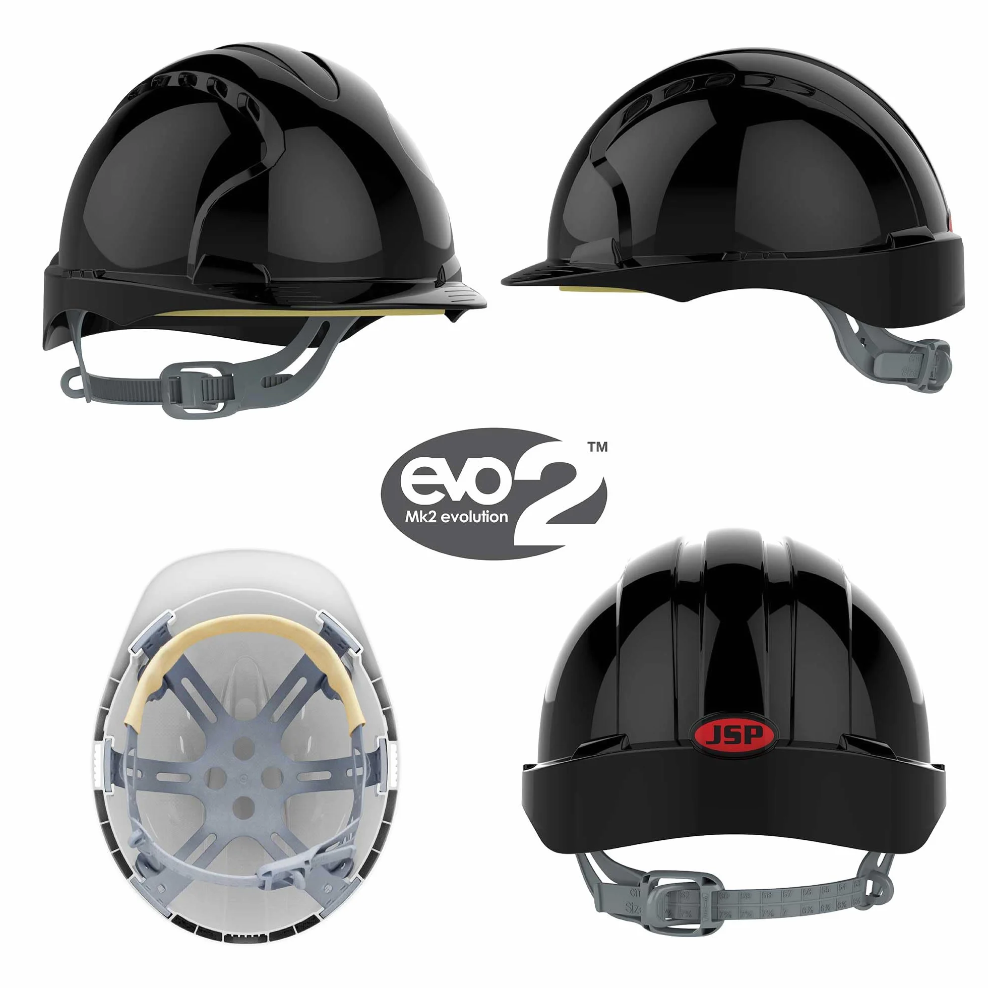 JSP Wentylowany kask EVO2 Mid Peak Blk - mechanizm zapadkowy