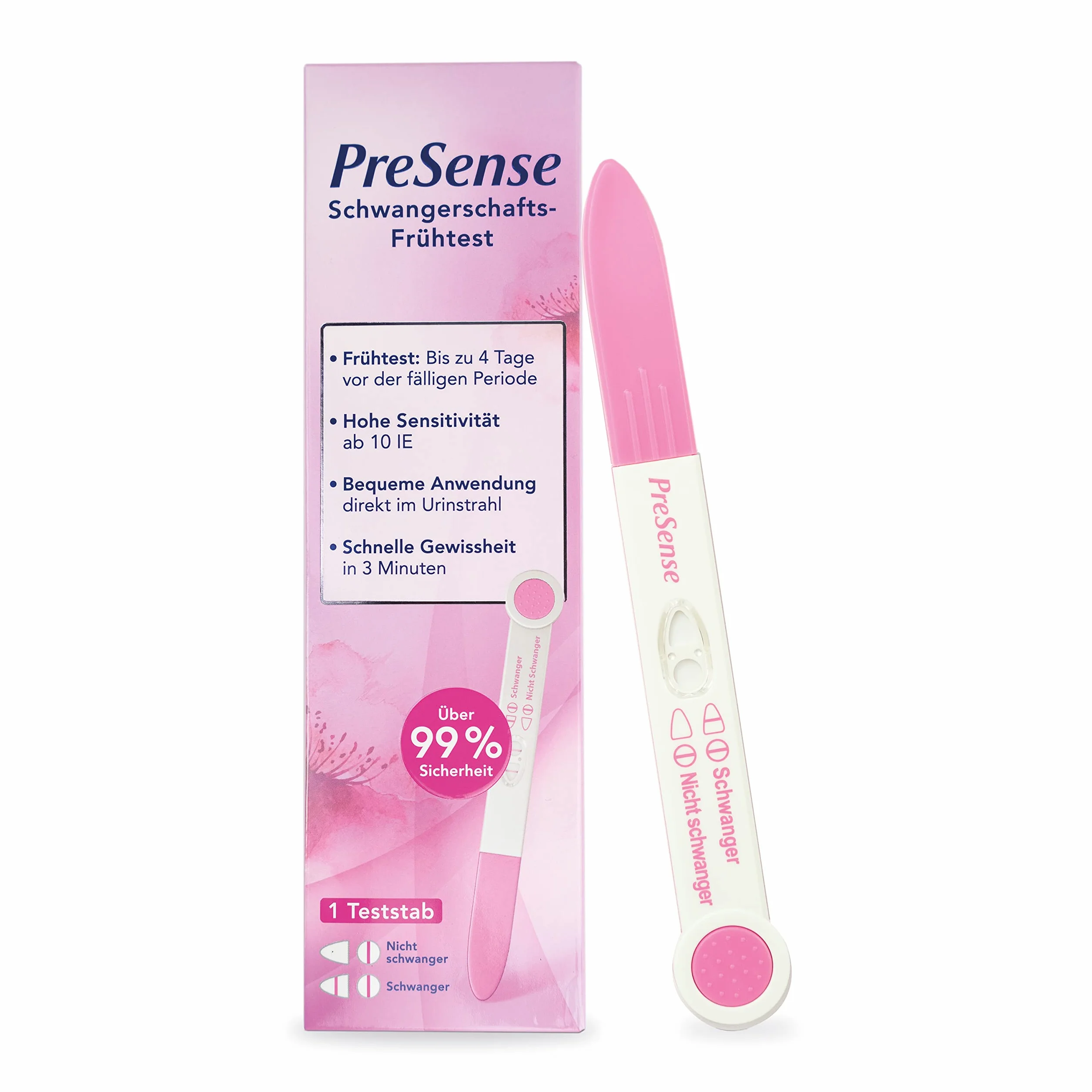 PreSense® - Szybki test ciążowy – szybki, bezpieczny, niezawodny i łatwy – test moczu – test SS dla kobiet w ciąży – ciąża
