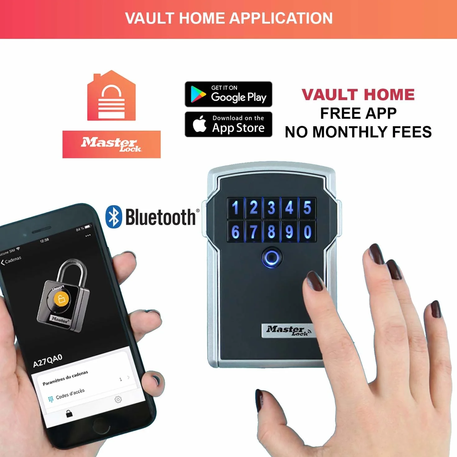 Master Lock Smart Connected sejf na klucze, szyfrowanie zgodnie ze standardami wojskowymi, na zewnątrz, montaż ścienny, Bluetooth lub kod liczbowy