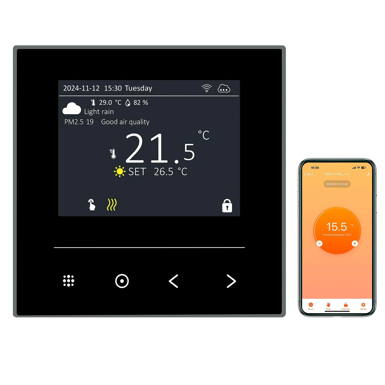 KETOTEK Inteligentny termostat do elektrycznego ogrzewania podłogowego, cyfrowy programowalny termostat pokojowy 16A, termostat elektryczny WiFi kompatybilny z Alexa, aplikacją Smart Life/Tuya