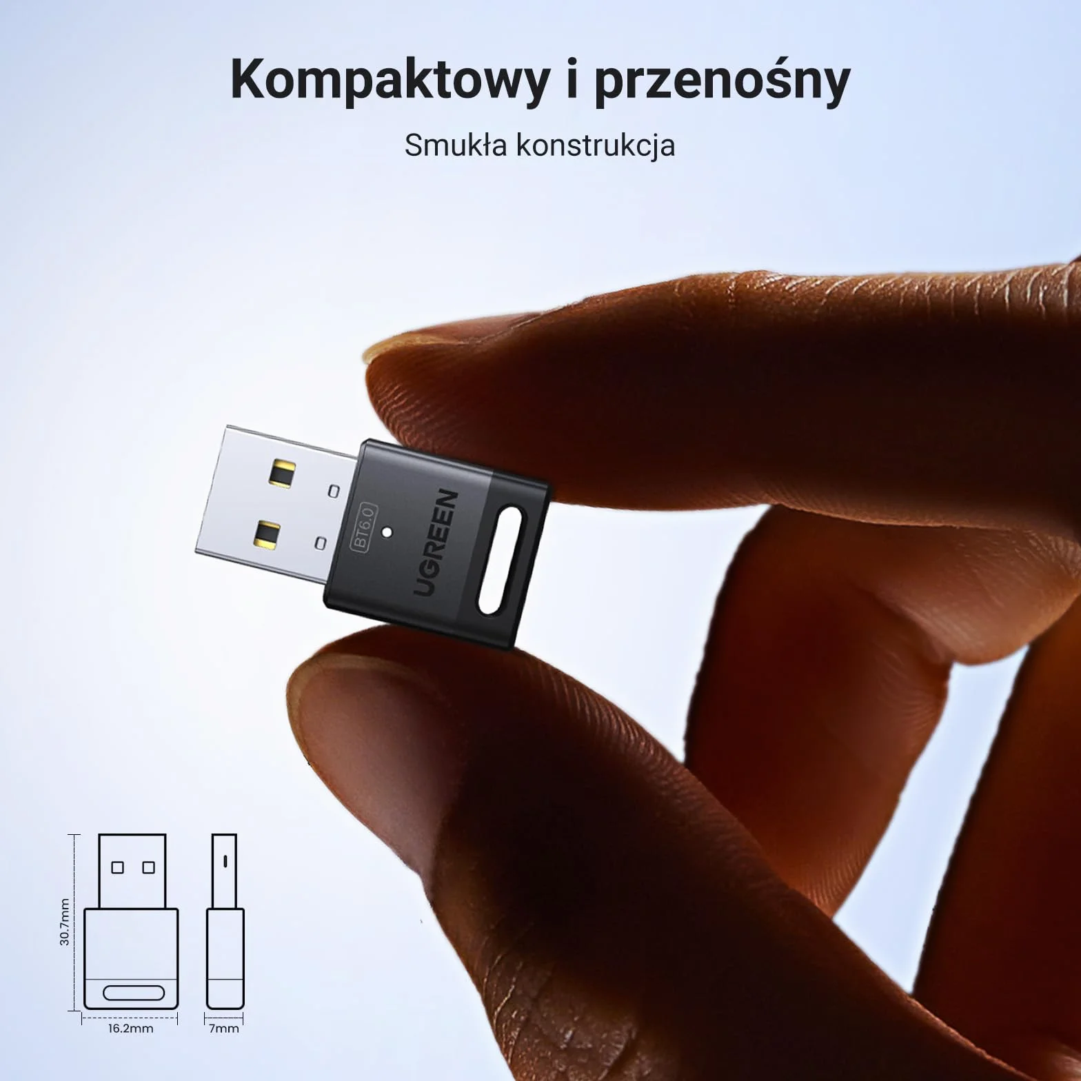 UGREEN Adapter Bluetooth 6.0 do komputera, pamięć USB Bluetooth do myszy, klawiatury, słuchawek, telefonu komórkowego, kontrolera, tylko dla systemów Windows 11/10/8.1