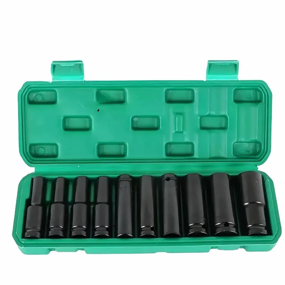 VIDOO 10szt Stal Węglowa 1/2 Cala Elektryczny Adapter Nasadek Zestaw 8-24mm Polerowane do Kluczy Udarowych Wysoka Trwałość